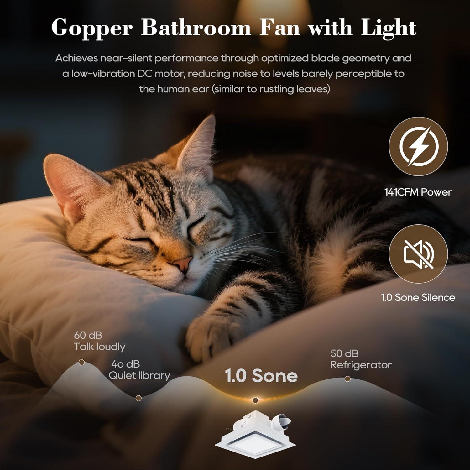 Ventilador Extractor de Baño Gopper con Luz LED 12W 141CFM