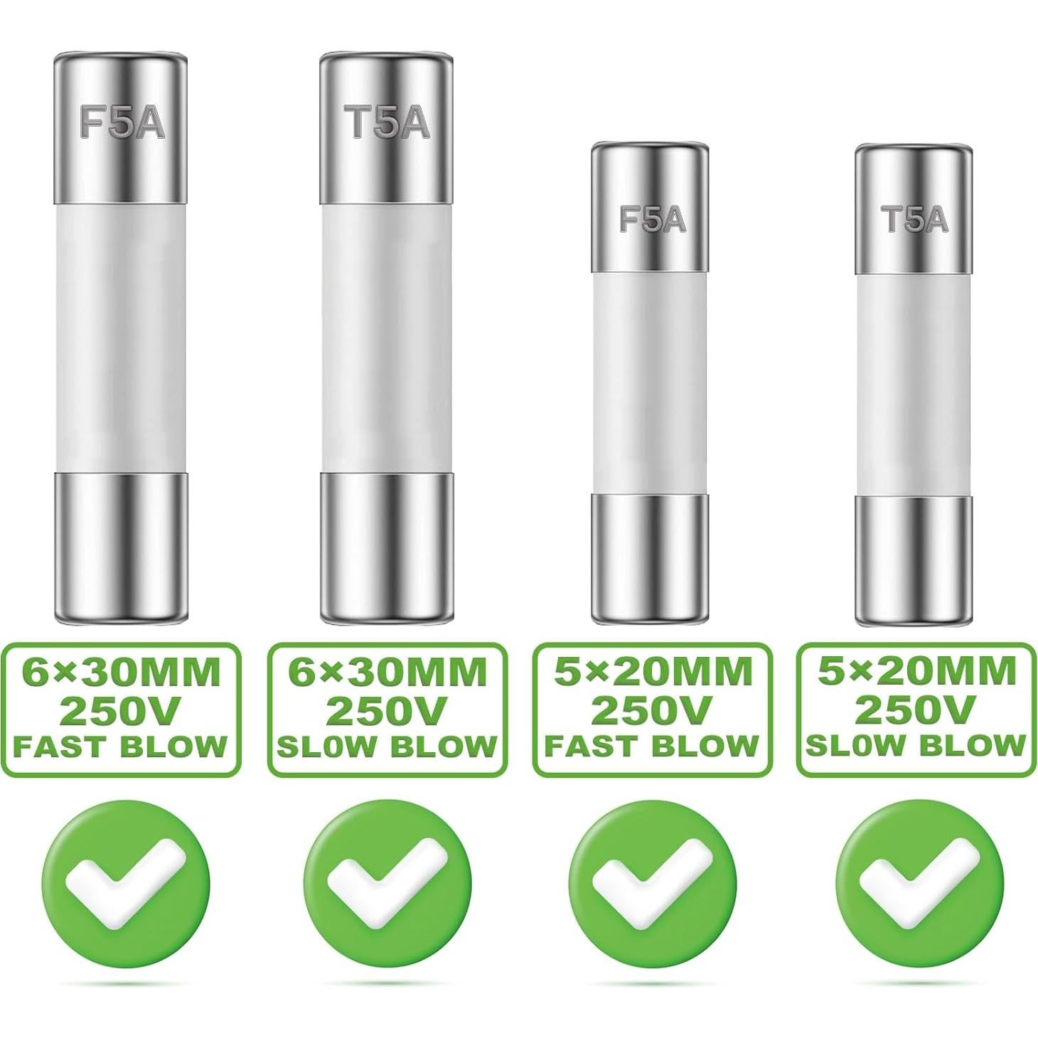 Kit de Fusibles Cerámicos ALLECIN 250V 21 Valores 5x20mm 6x30mm