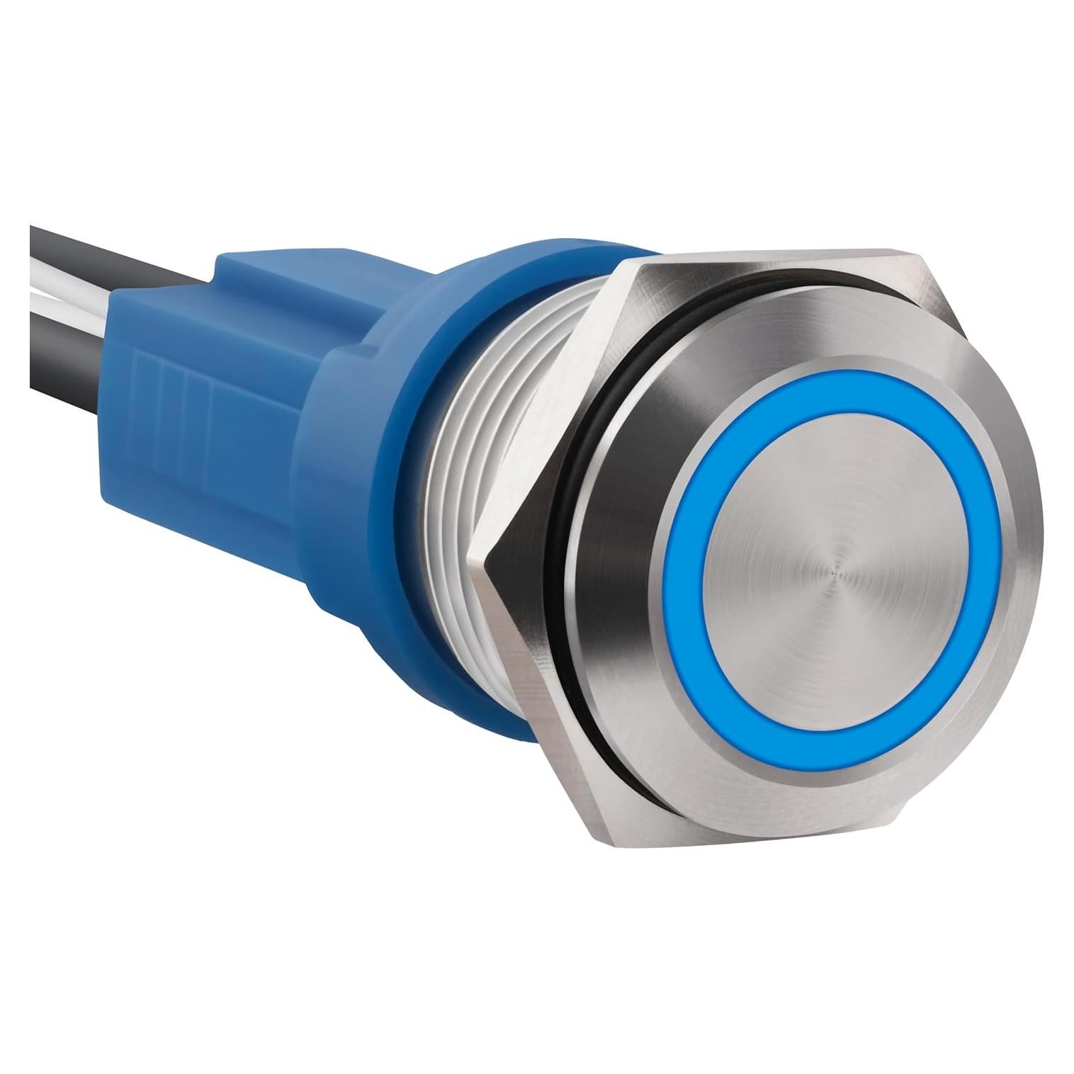 Interruptor pulsador de acero inoxidable 16mm LED 12-24V 20A