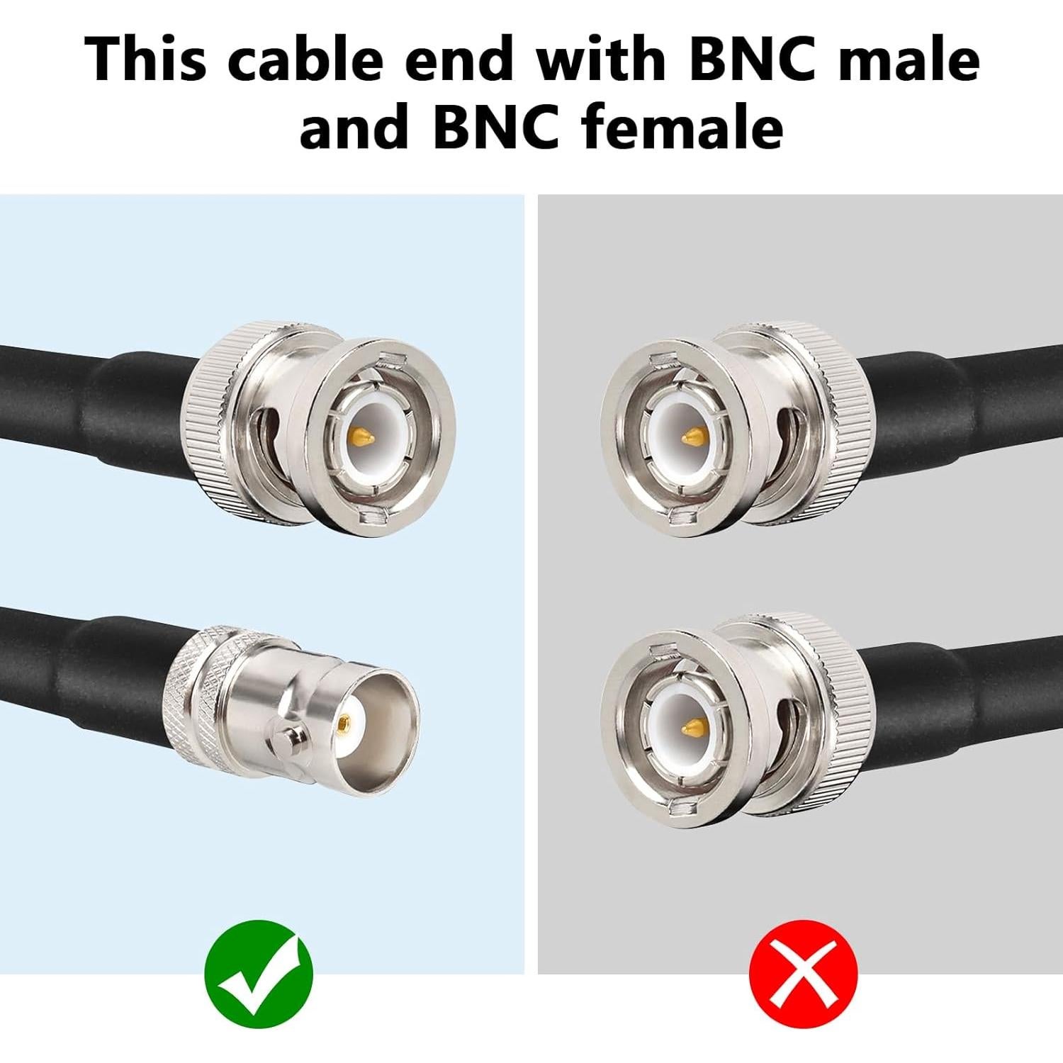 Cable Coaxial BNC Macho a Hembra 50 Ohm RG8X 61cm - 2PCS