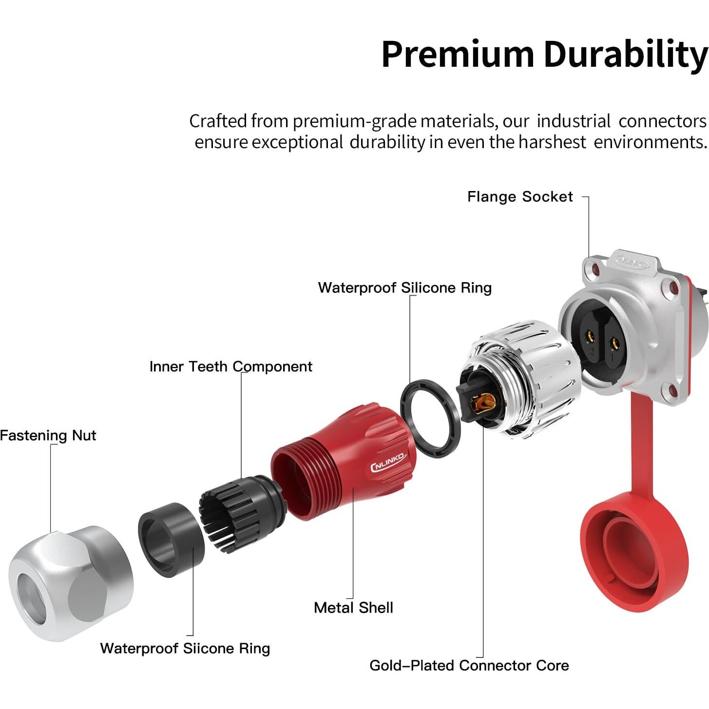 Conector Industrial CNLINKO DH-24 2 Pin IP68 Metal M24