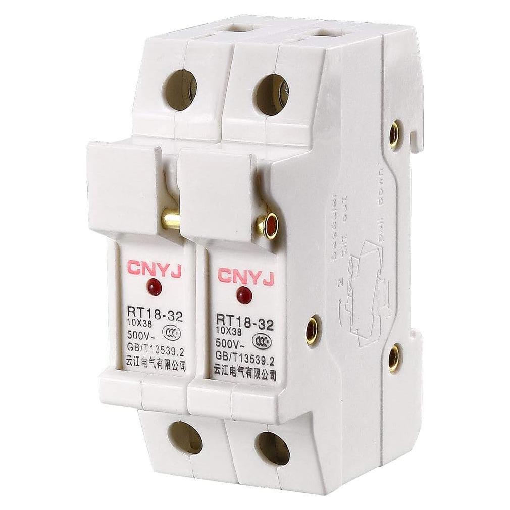 Soporte de Fusible 2 Polos uxcell RT18-32 10x38mm DIN