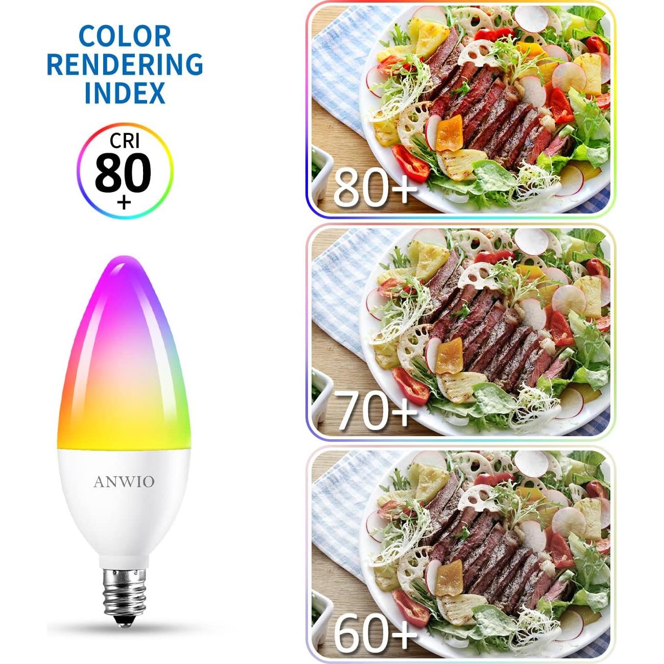 Bombillas Inteligentes ANWIO E12 LED 4.9W 470LM 2 Paquete