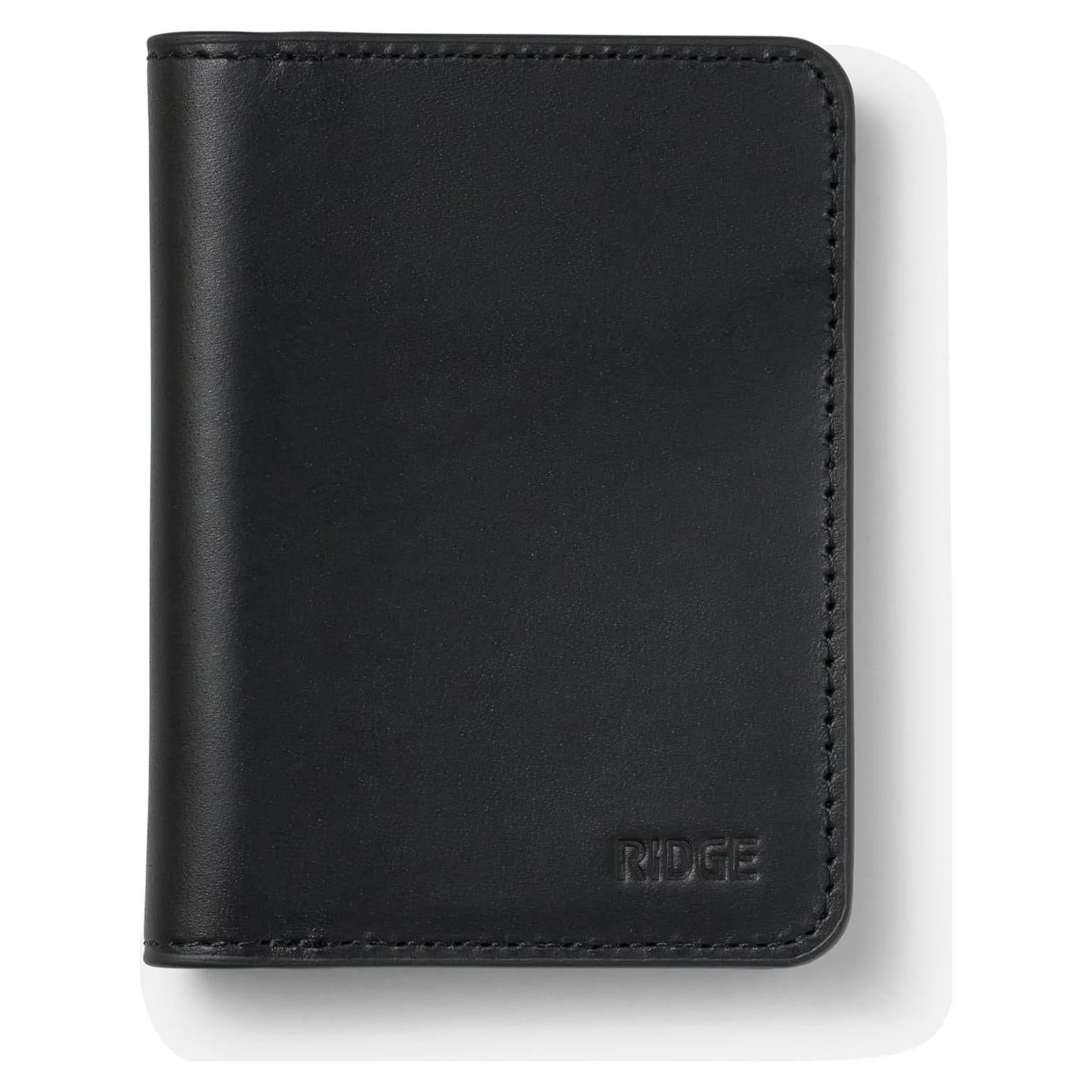 Cartera Bifold Ridge para Hombres - Cuero Negro Medianoche con Bloqueo RFID