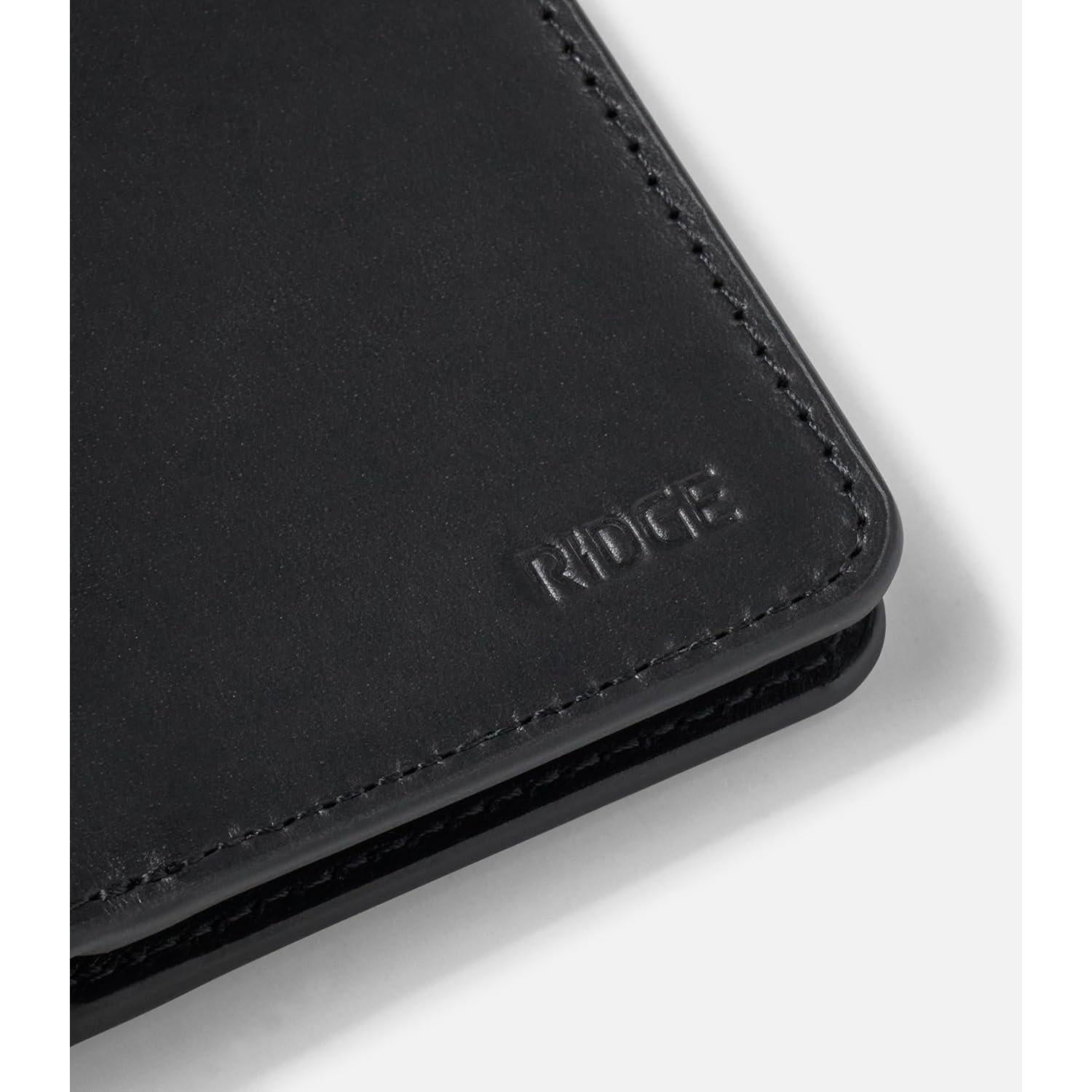 Cartera Bifold Ridge para Hombres - Cuero Negro Medianoche con Bloqueo RFID