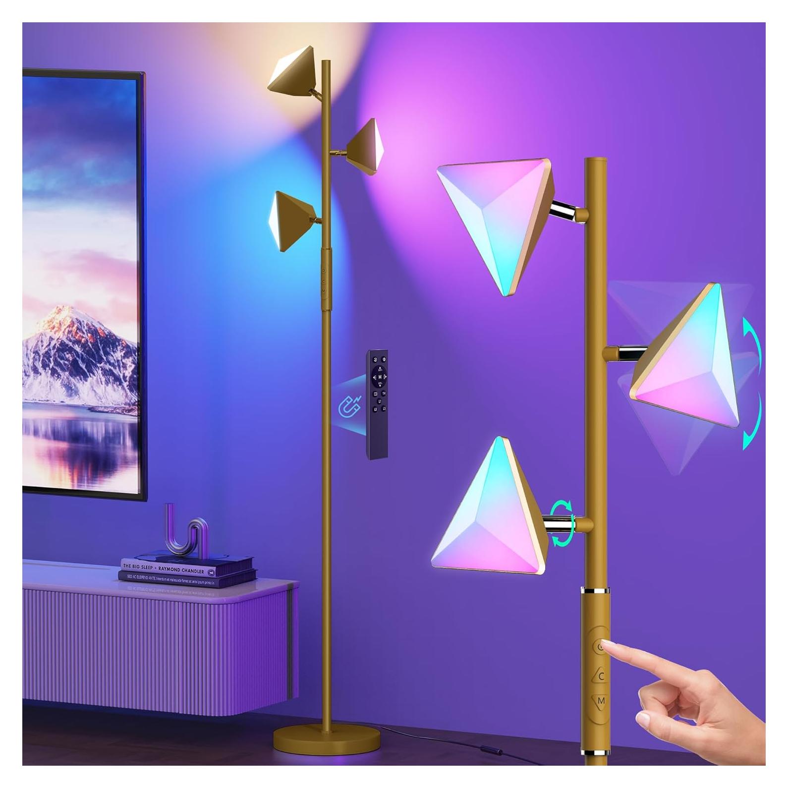 Lámpara de Pie LED RGB 36W ROTTOGOON Dorado Regulable