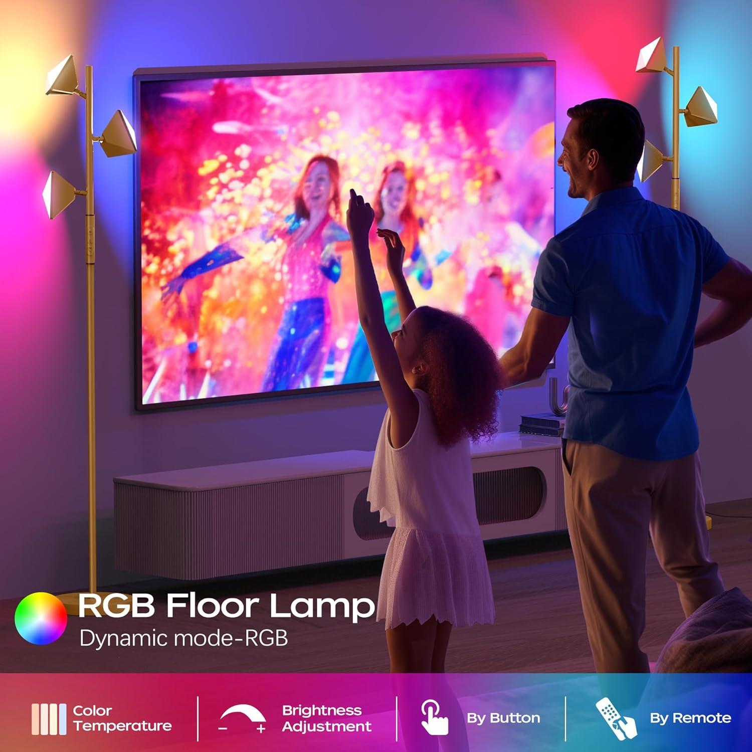 Lámpara de Pie LED RGB 36W ROTTOGOON Dorado Regulable