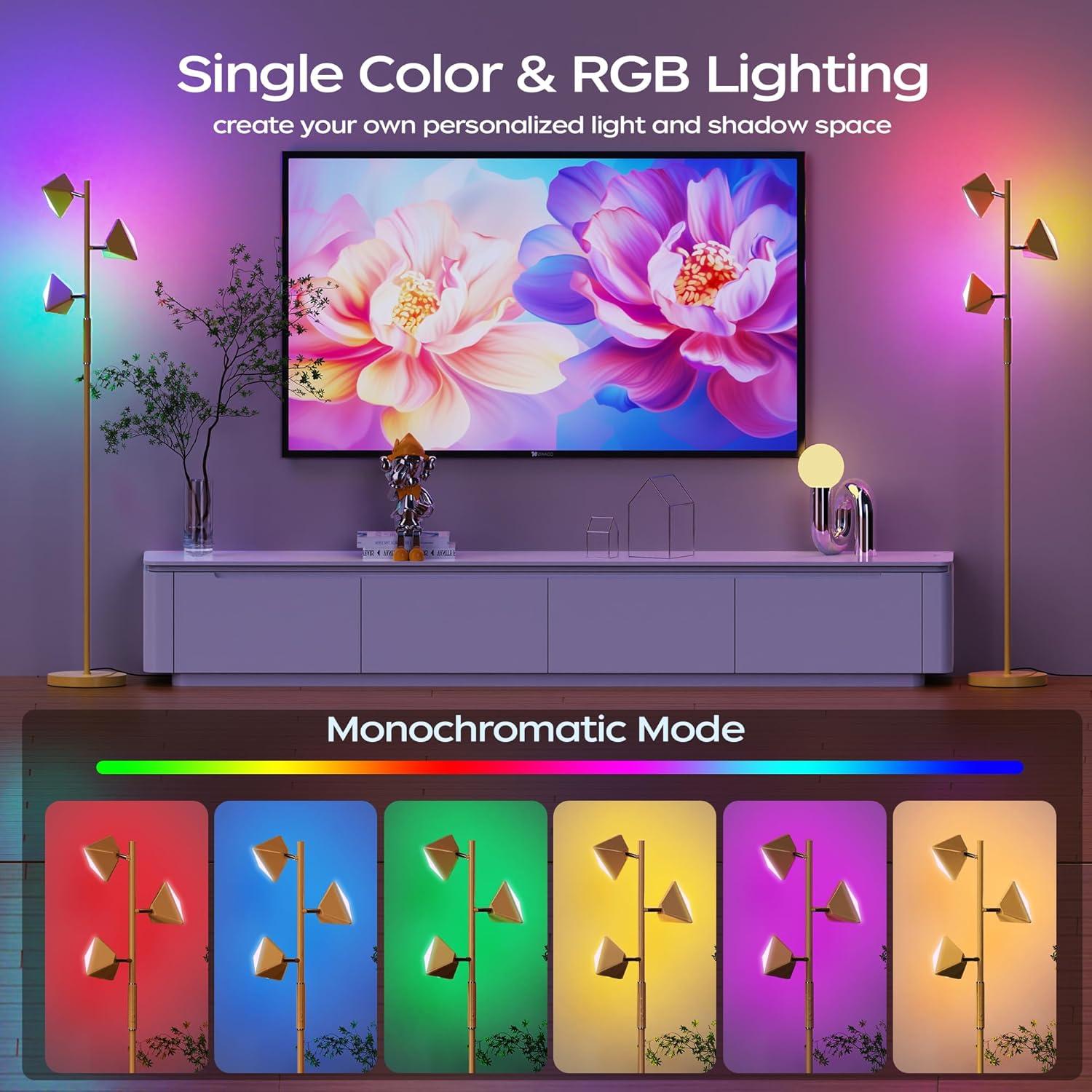 Lámpara de Pie LED RGB 36W ROTTOGOON Dorado Regulable