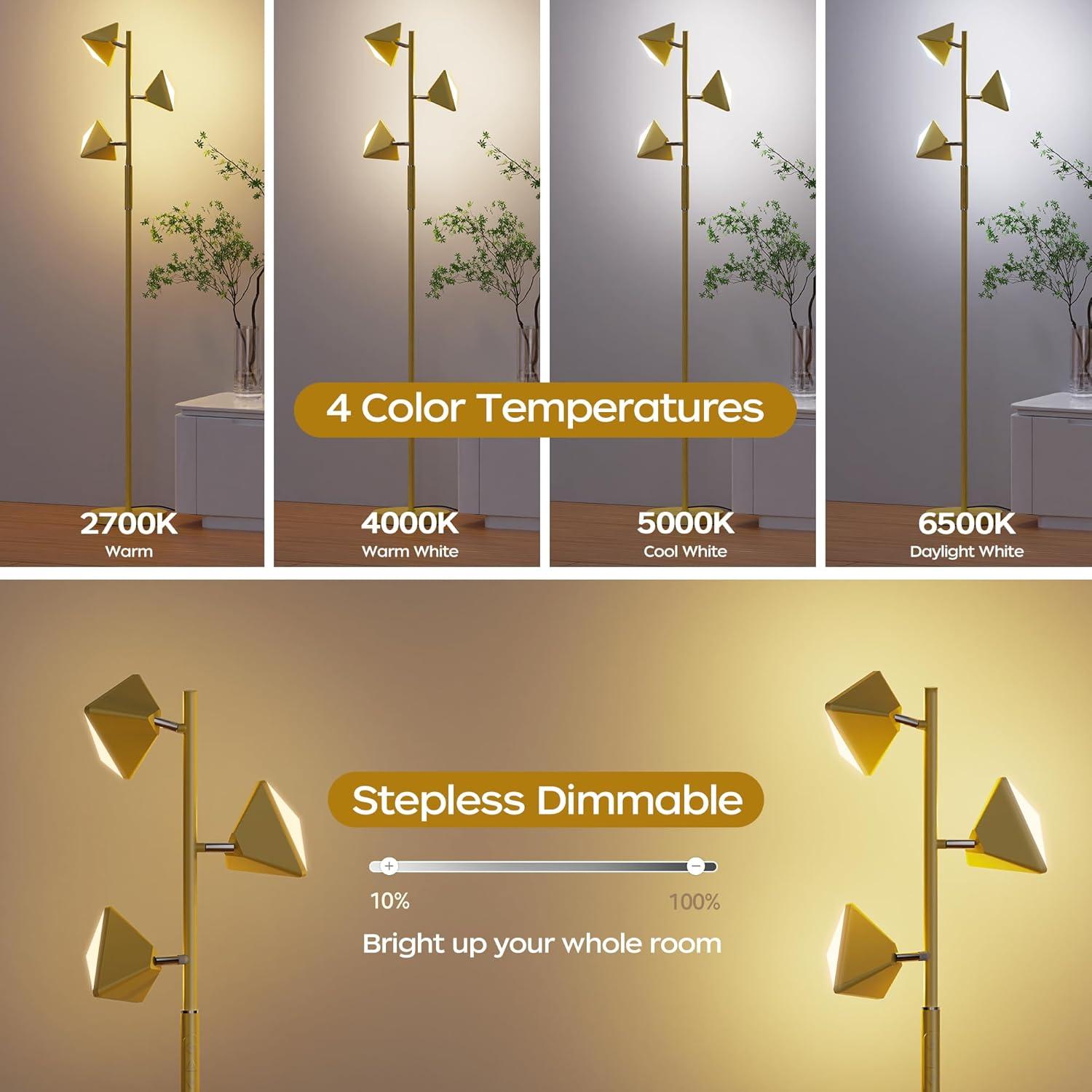 Lámpara de Pie LED RGB 36W ROTTOGOON Dorado Regulable