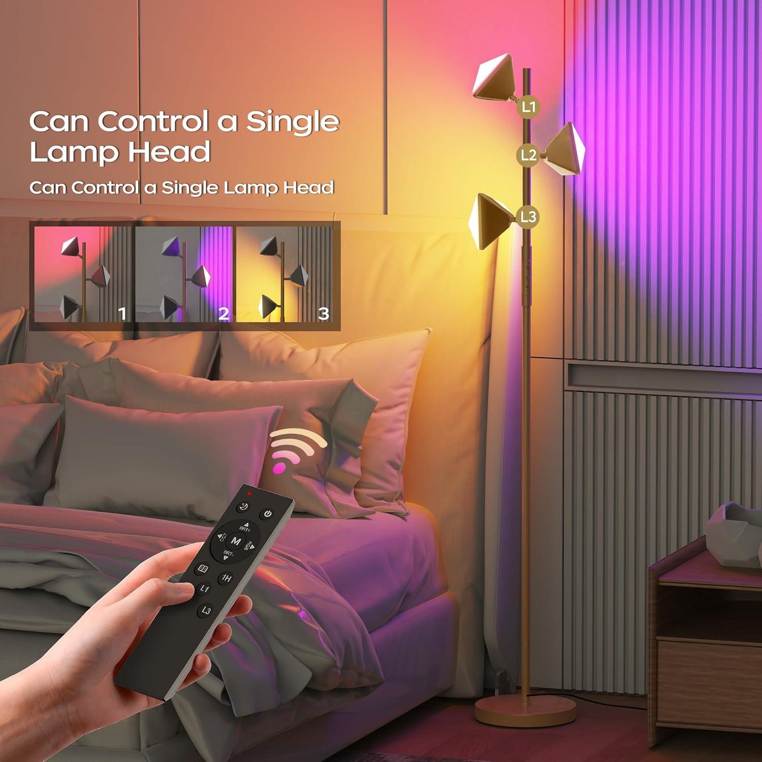 Lámpara de Pie LED RGB 36W ROTTOGOON Dorado Regulable