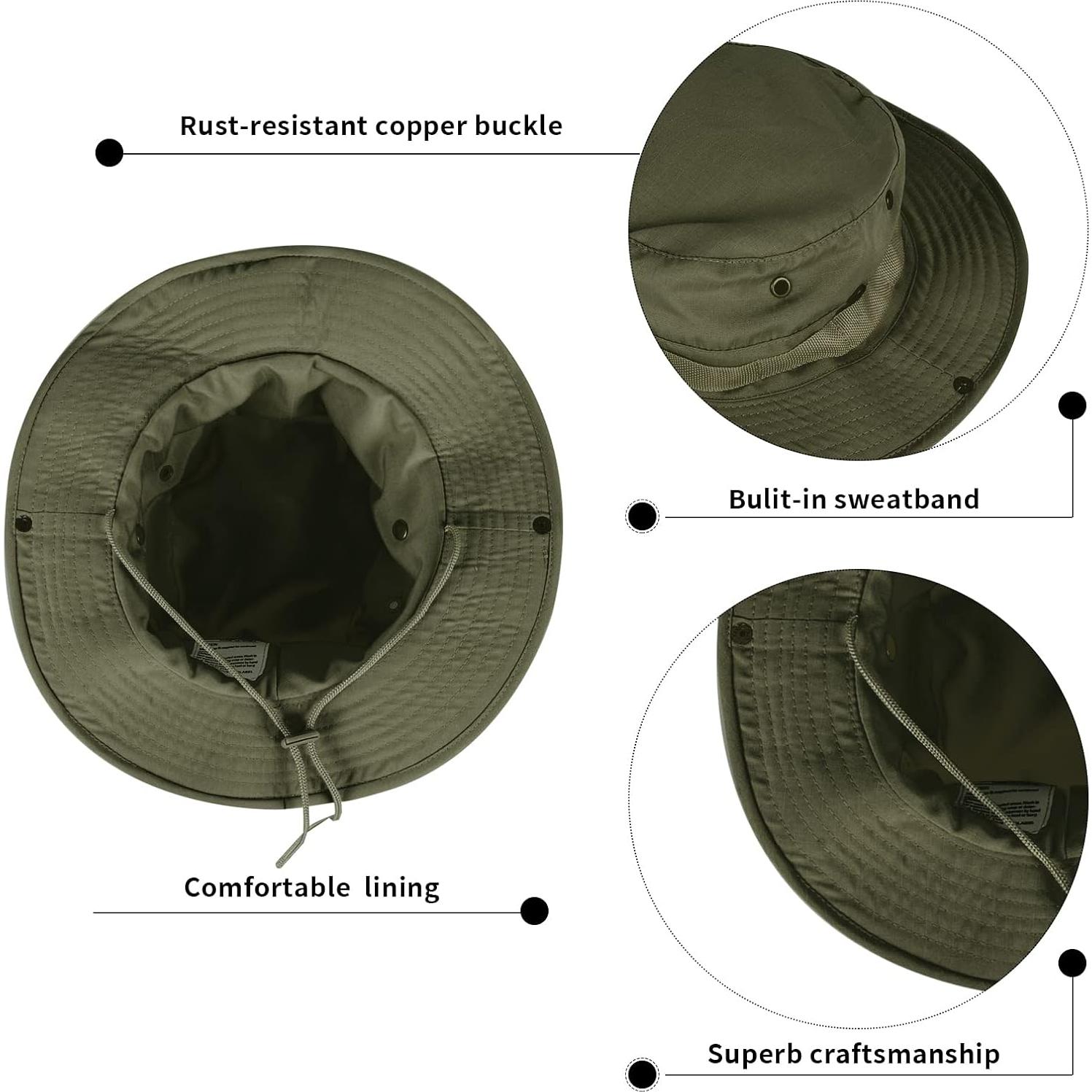 Sombrero de Sol Plegable UPF 50+ Verde Ejército para Hombre y Mujer