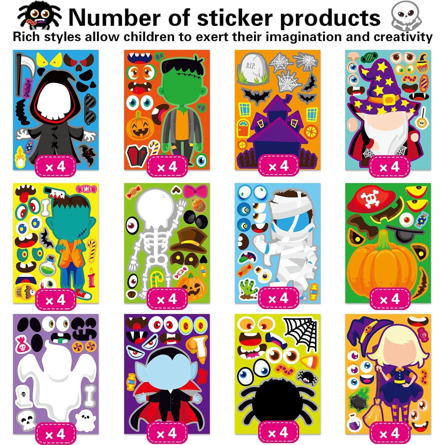 Calcomanías de Halloween DUJAA 48 Piezas para Niños