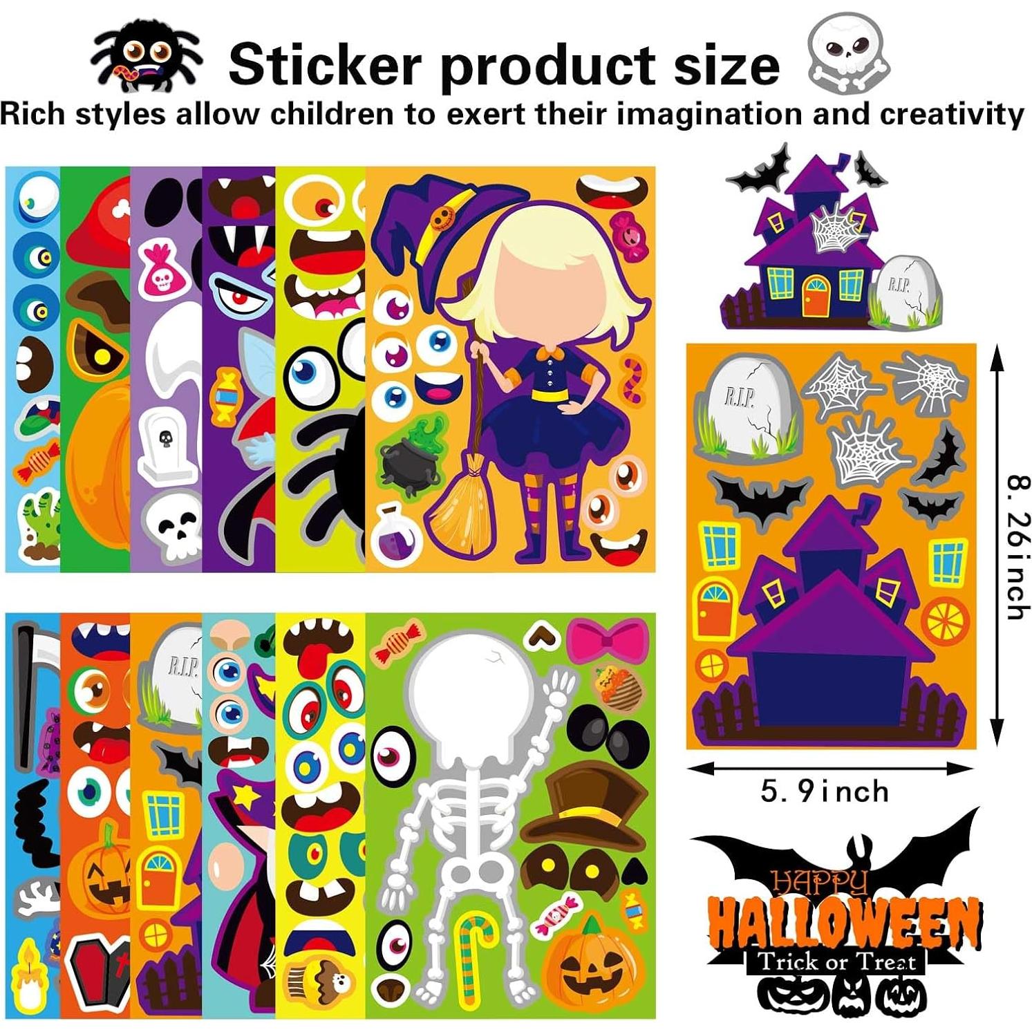 Calcomanías de Halloween DUJAA 48 Piezas para Niños