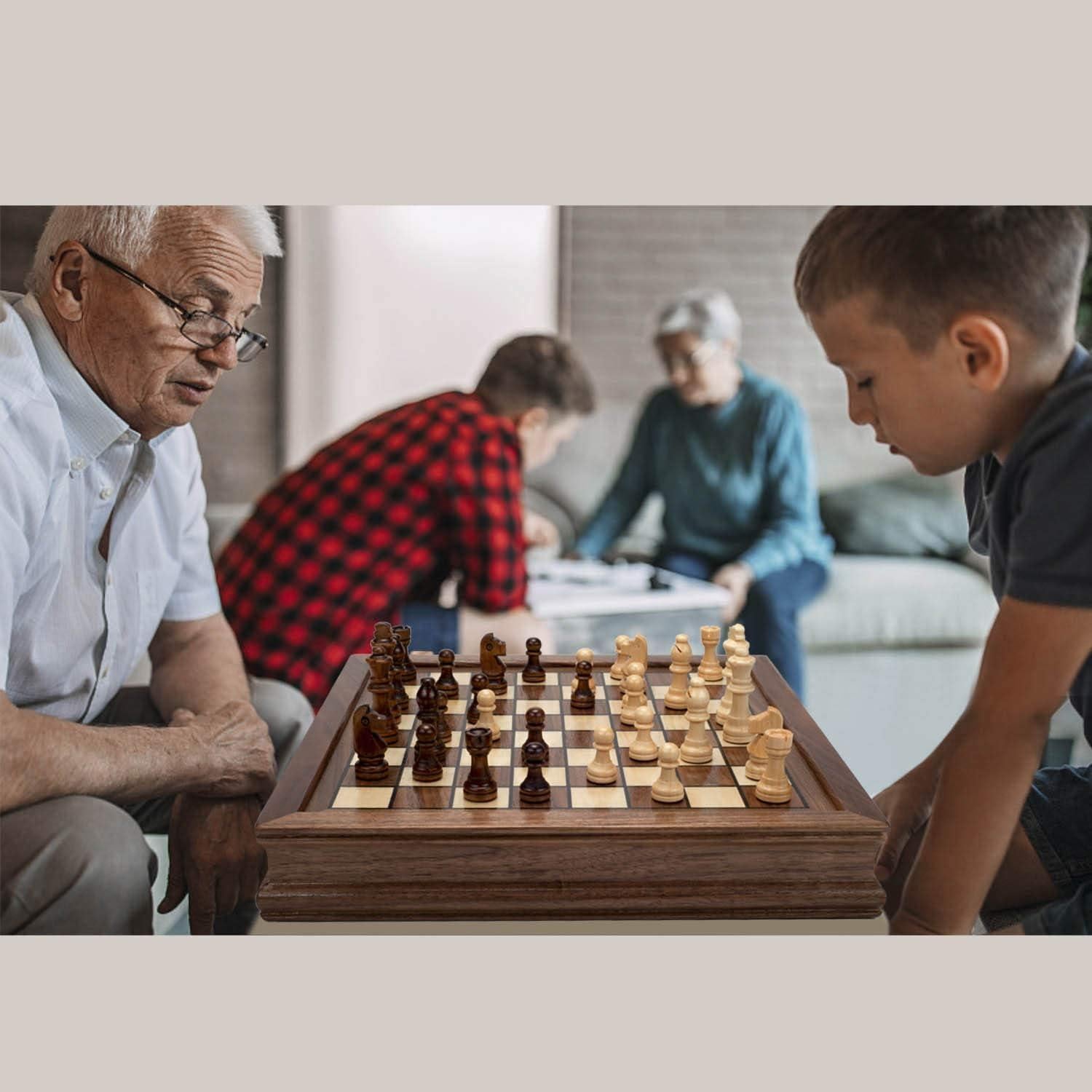 Juego de Ajedrez Magnético de Madera AMEROUS 32.5 cm con 2 Reinas