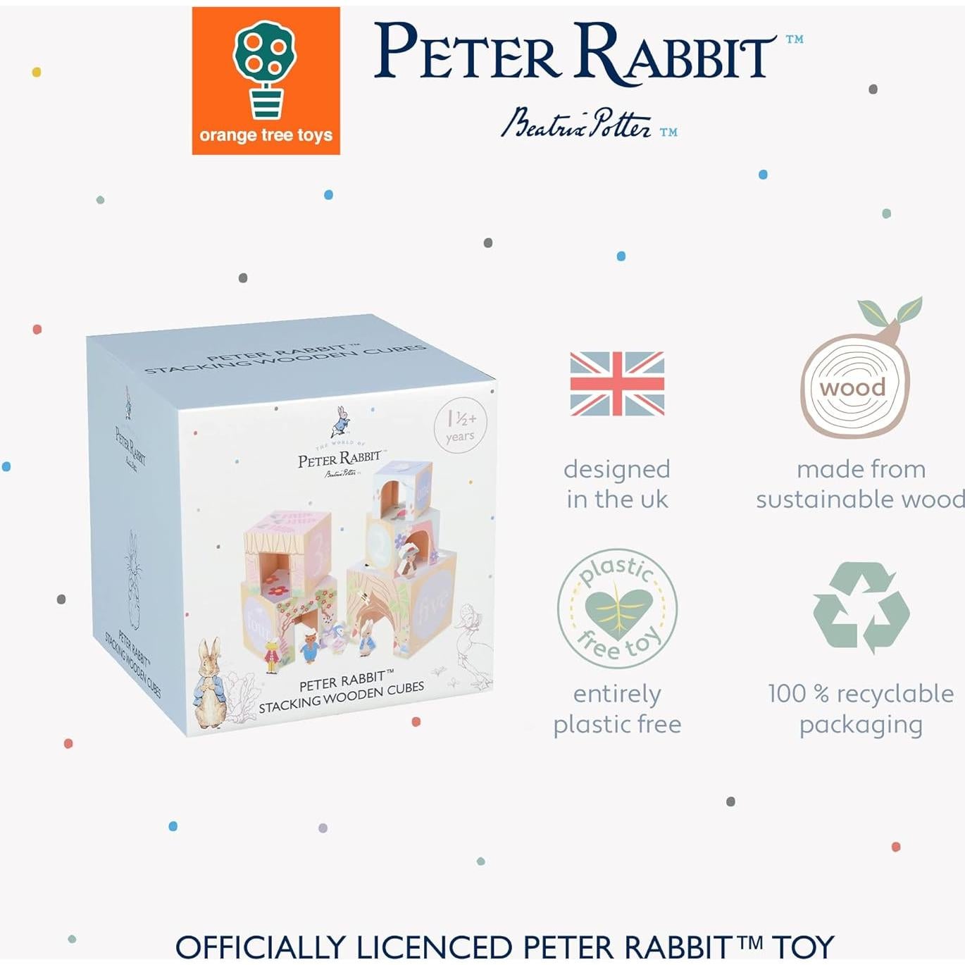 Cubos de Apilamiento de Madera Peter Rabbit - 5 Cubos y Figuras