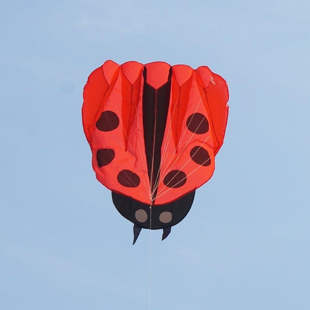 Cometa Colorida Mariquita 170x140 cm con Mango y Cuerdas
