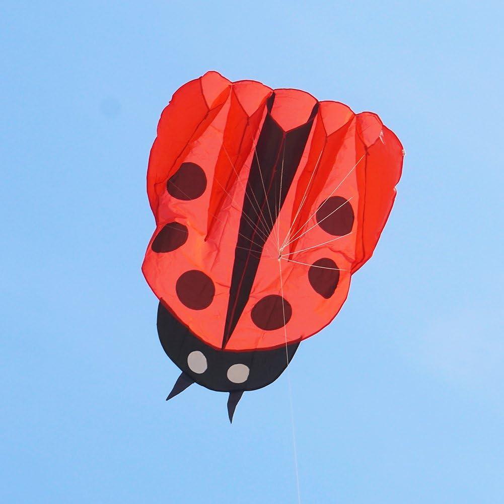 Cometa Colorida Mariquita 170x140 cm con Mango y Cuerdas