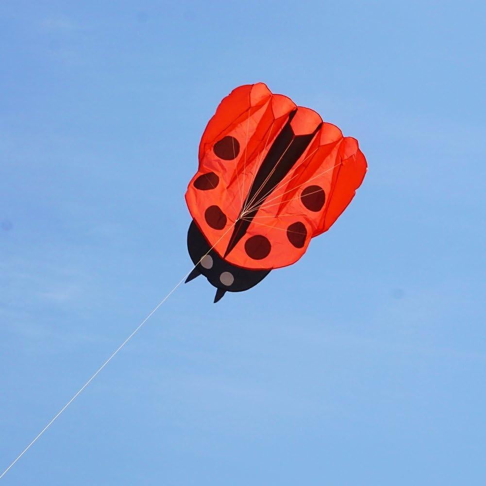Cometa Colorida Mariquita 170x140 cm con Mango y Cuerdas