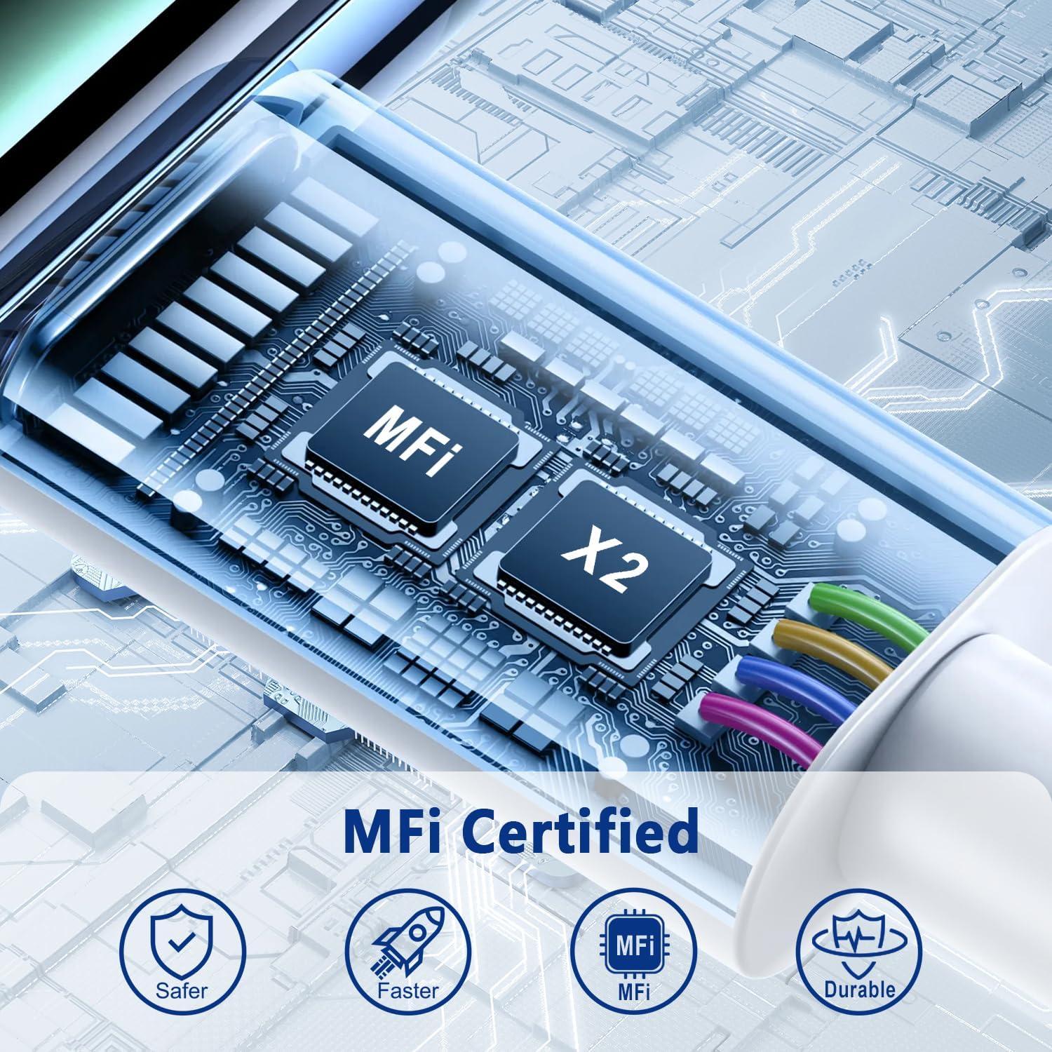 Cable USB C a Lightning Exeric 3FT Carga Rápida MFi 2Pack