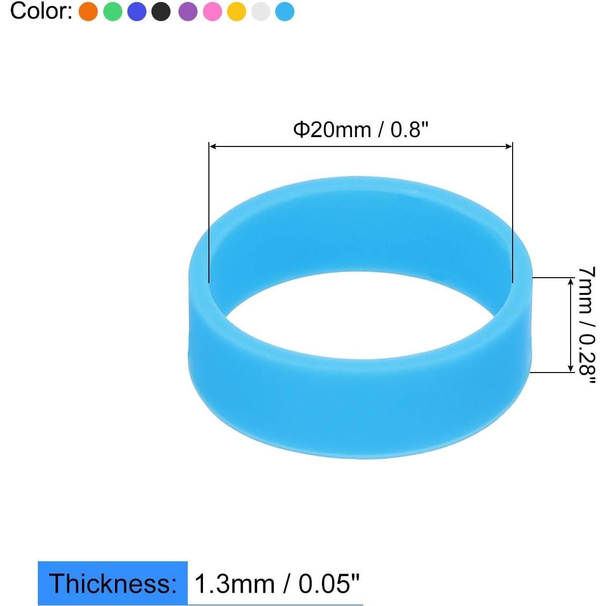 20 Pcs Bandas de Goma de Silicona uxcell 20x7mm Multicolor