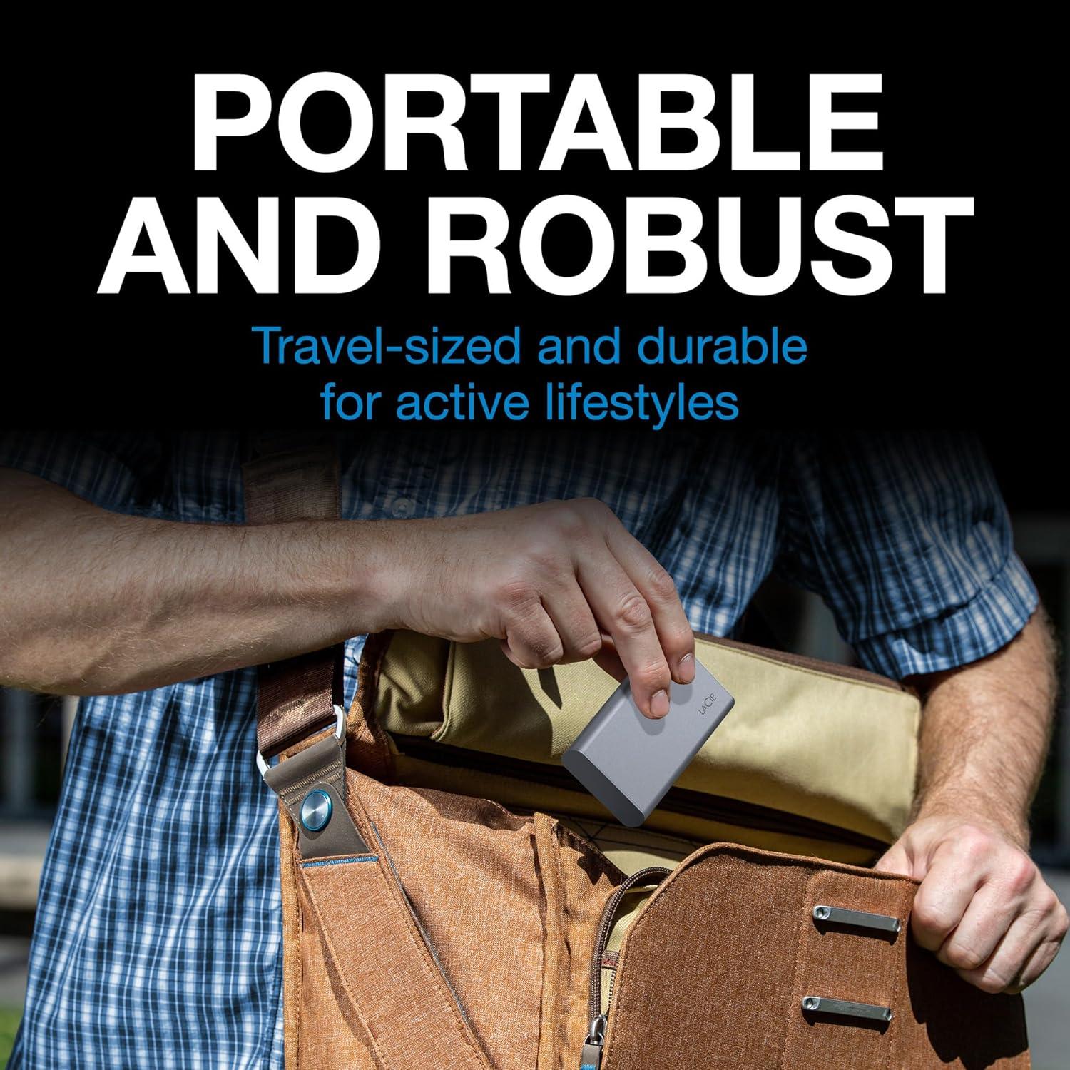 LaCie Mobile SSD Secure 2TB USB-C 1050MB/s Gris Espacial