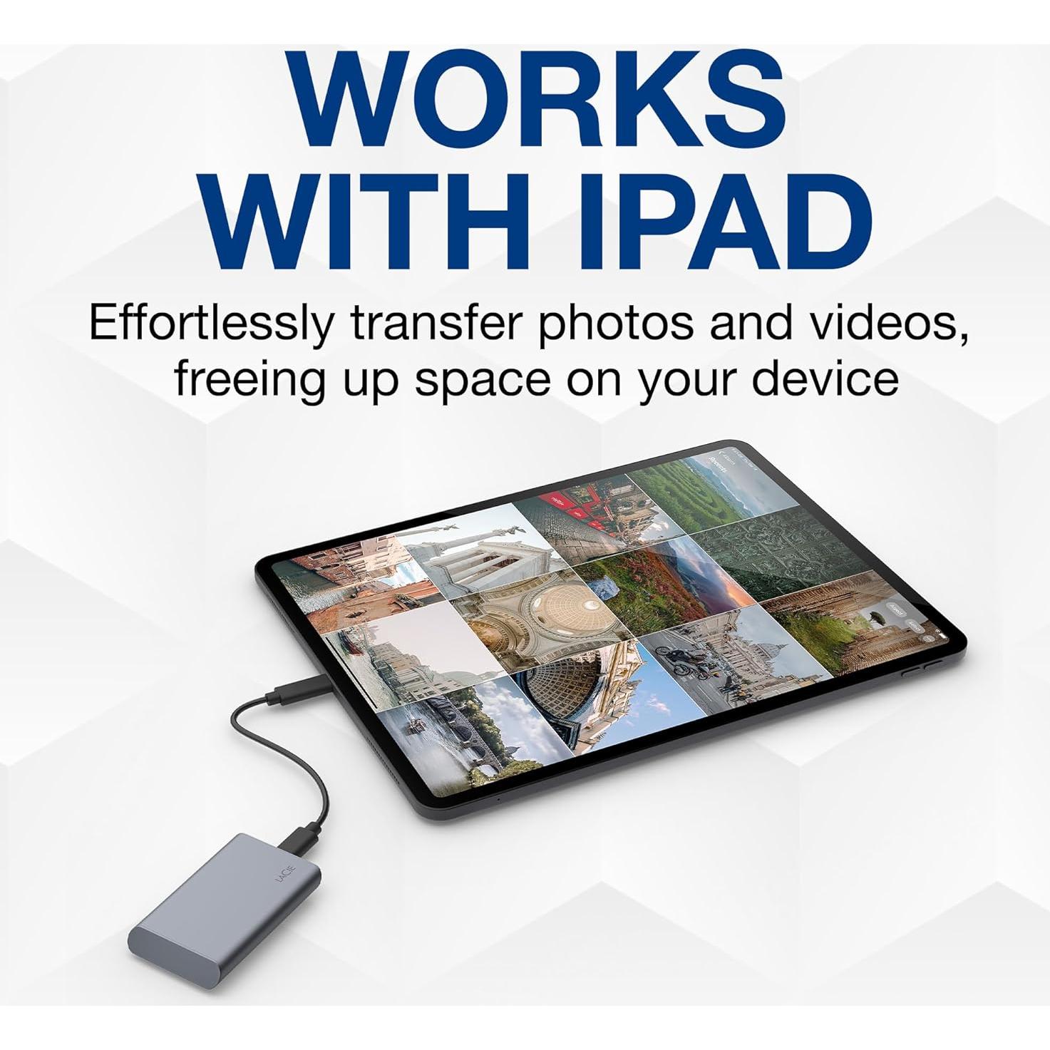 LaCie Mobile SSD Secure 2TB USB-C 1050MB/s Gris Espacial