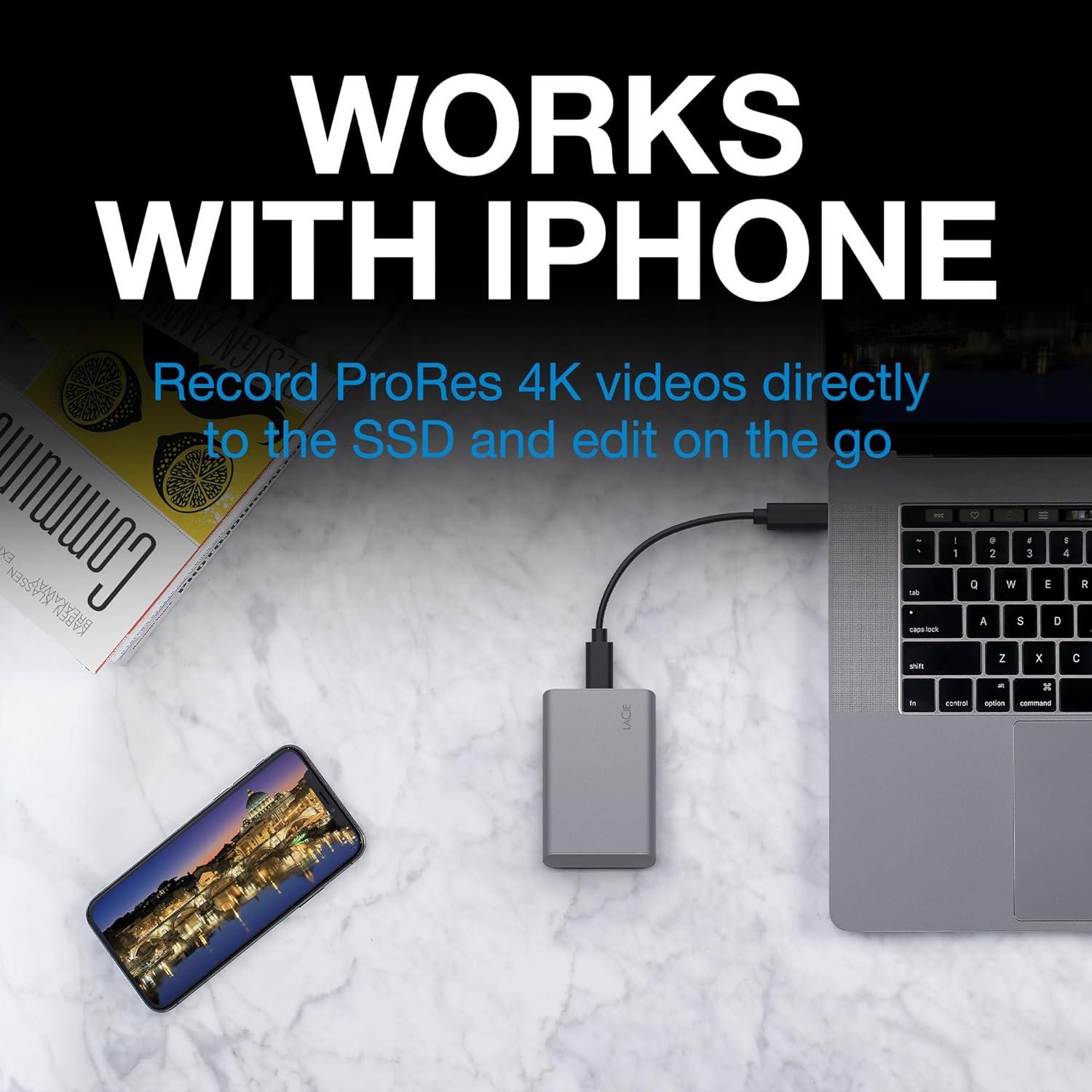 LaCie Mobile SSD Secure 2TB USB-C 1050MB/s Gris Espacial