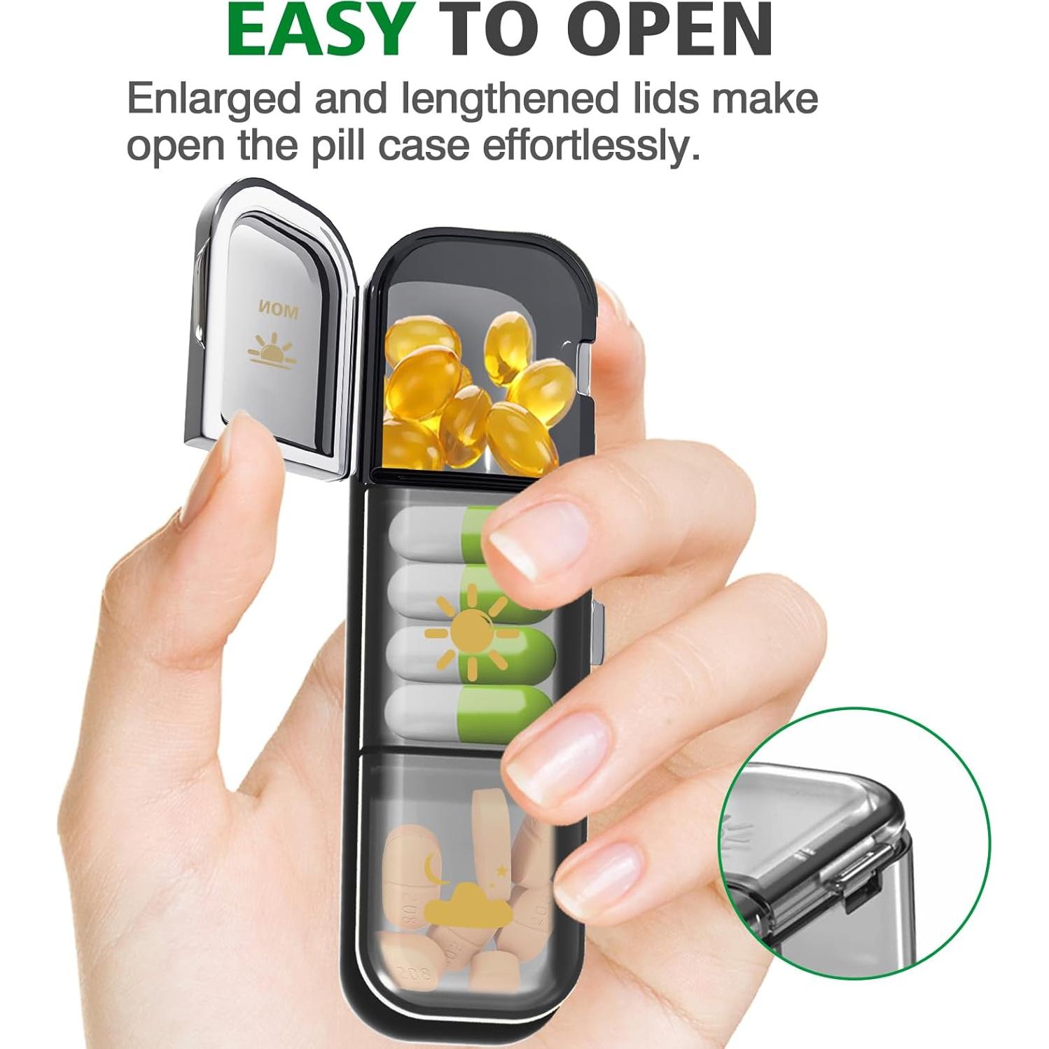 Organizador Semanal de Pastillas GloDeals 3 Dosis Diarias Negro