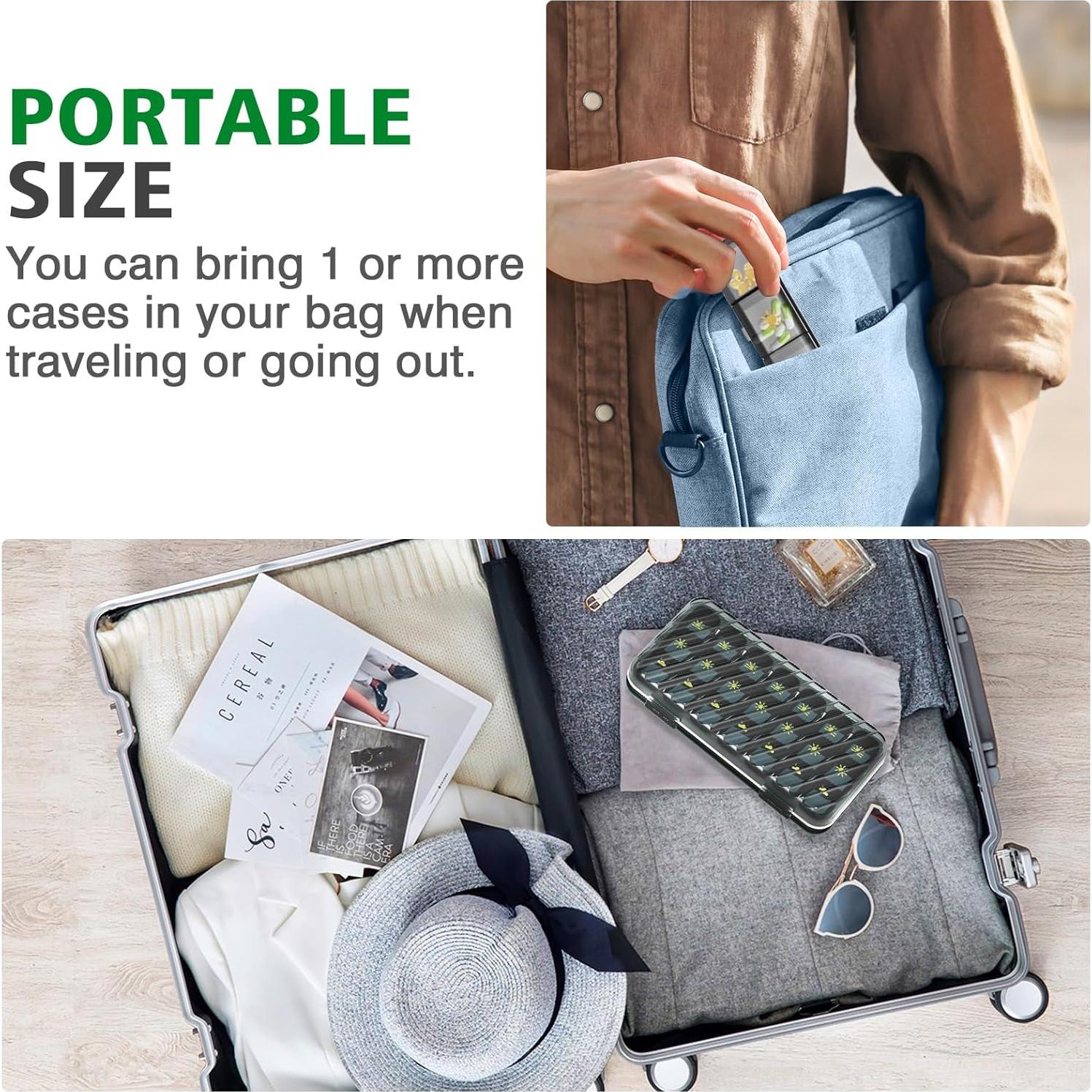 Organizador Semanal de Pastillas GloDeals 3 Dosis Diarias Negro