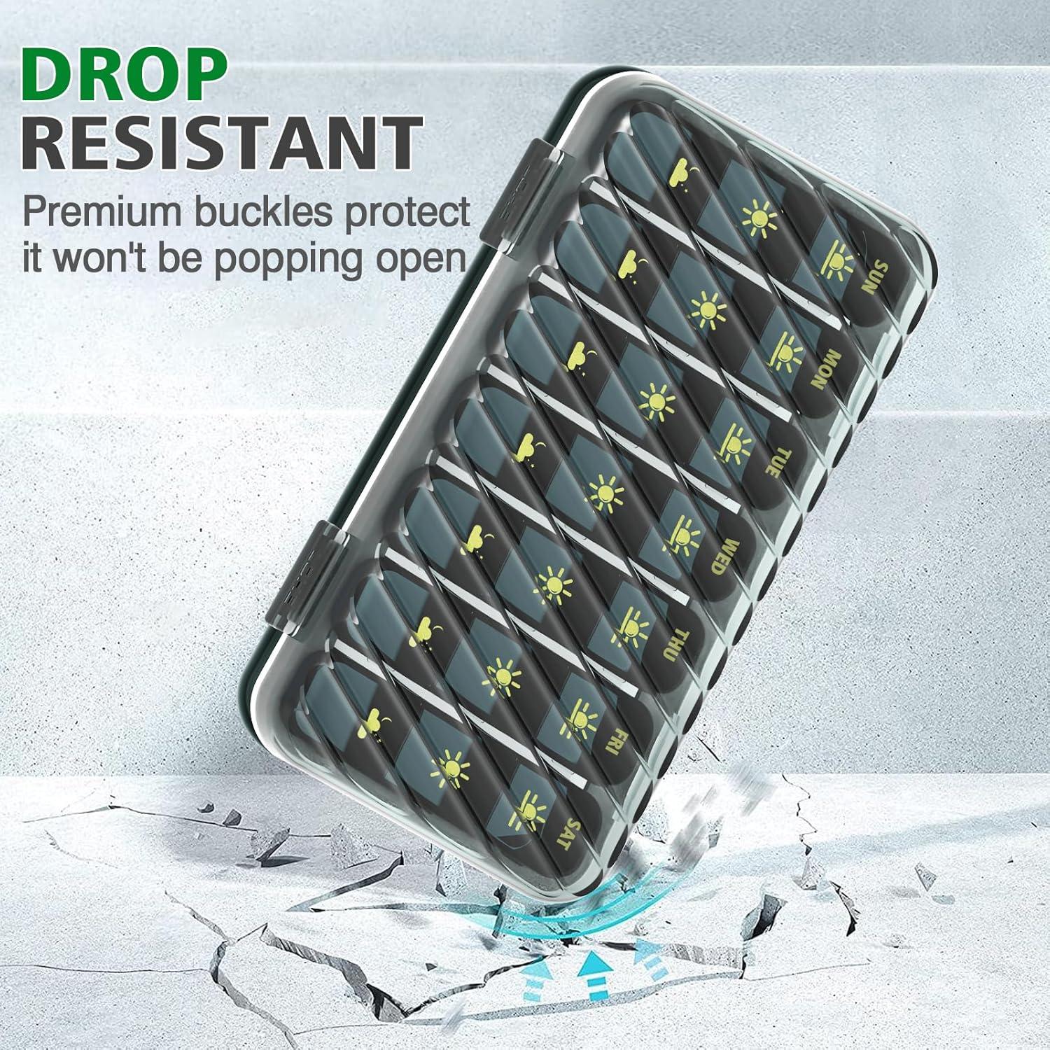 Organizador Semanal de Pastillas GloDeals 3 Dosis Diarias Negro