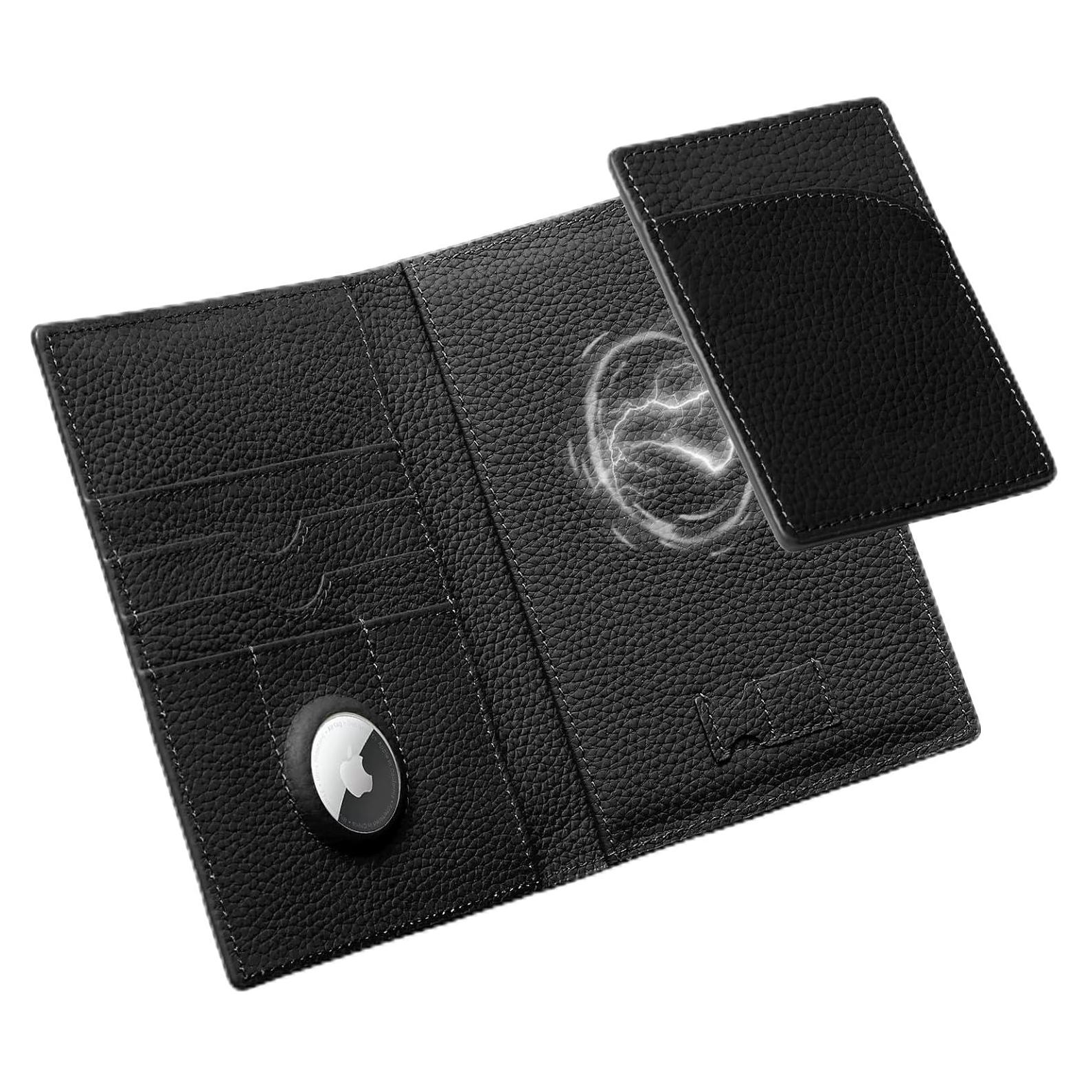 Portafolios de Pasaporte de Cuero XquiziFit Negro RFID