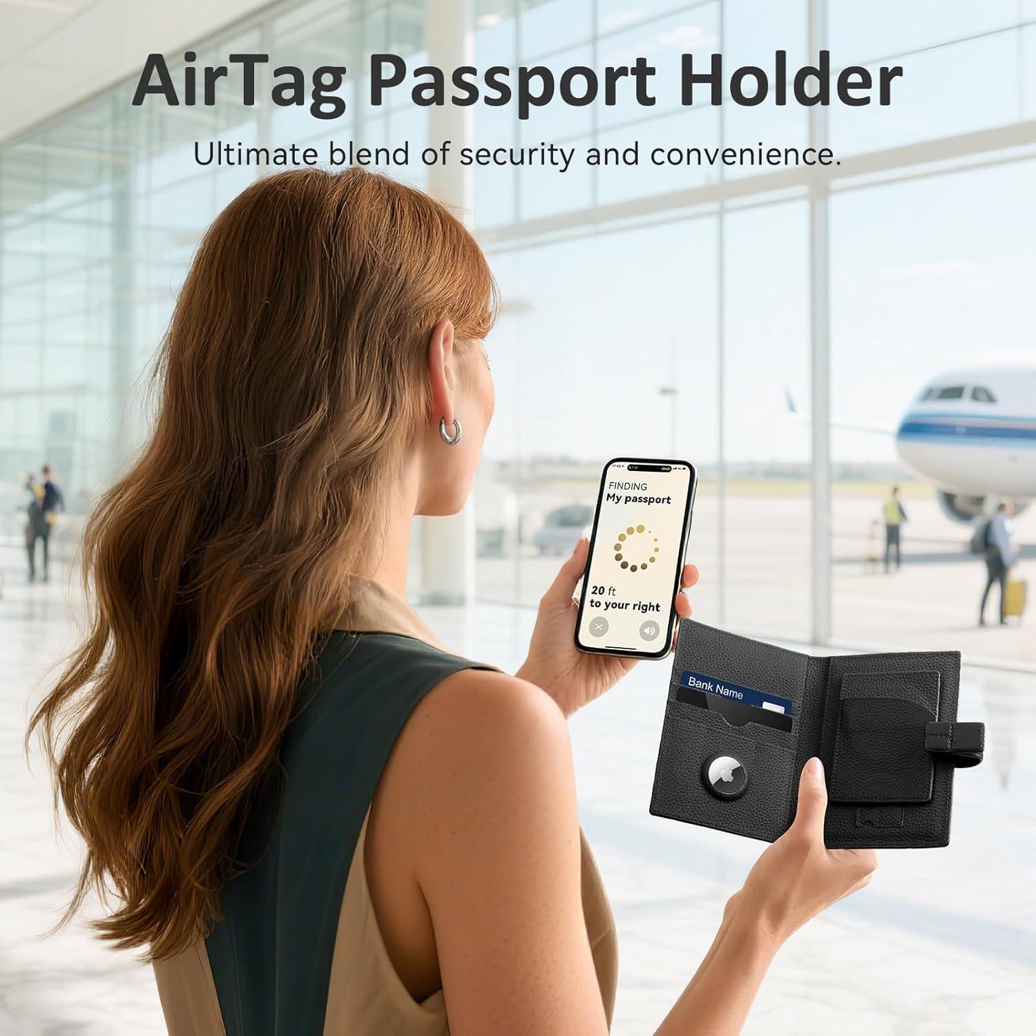 Portafolios de Pasaporte de Cuero XquiziFit Negro RFID