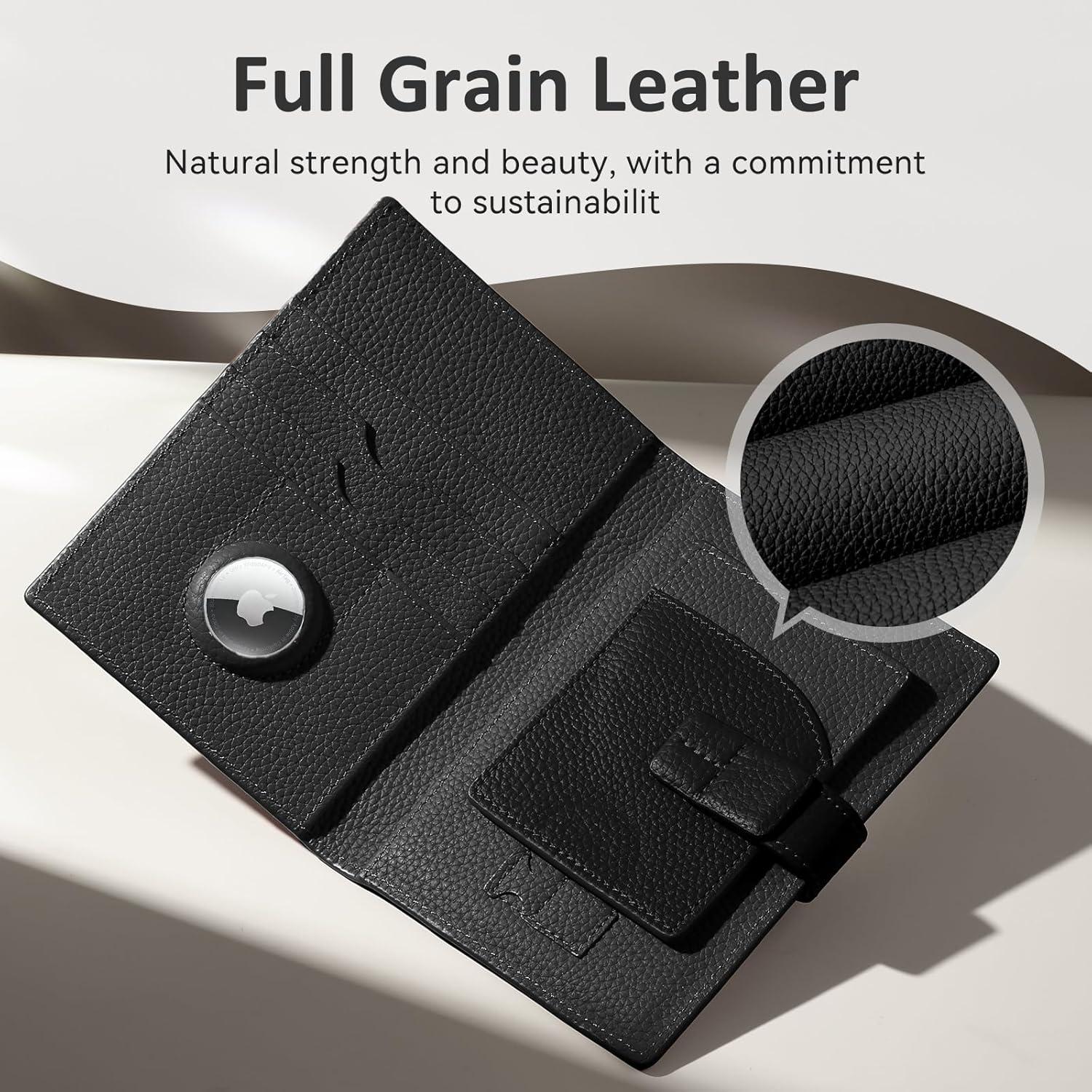 Portafolios de Pasaporte de Cuero XquiziFit Negro RFID