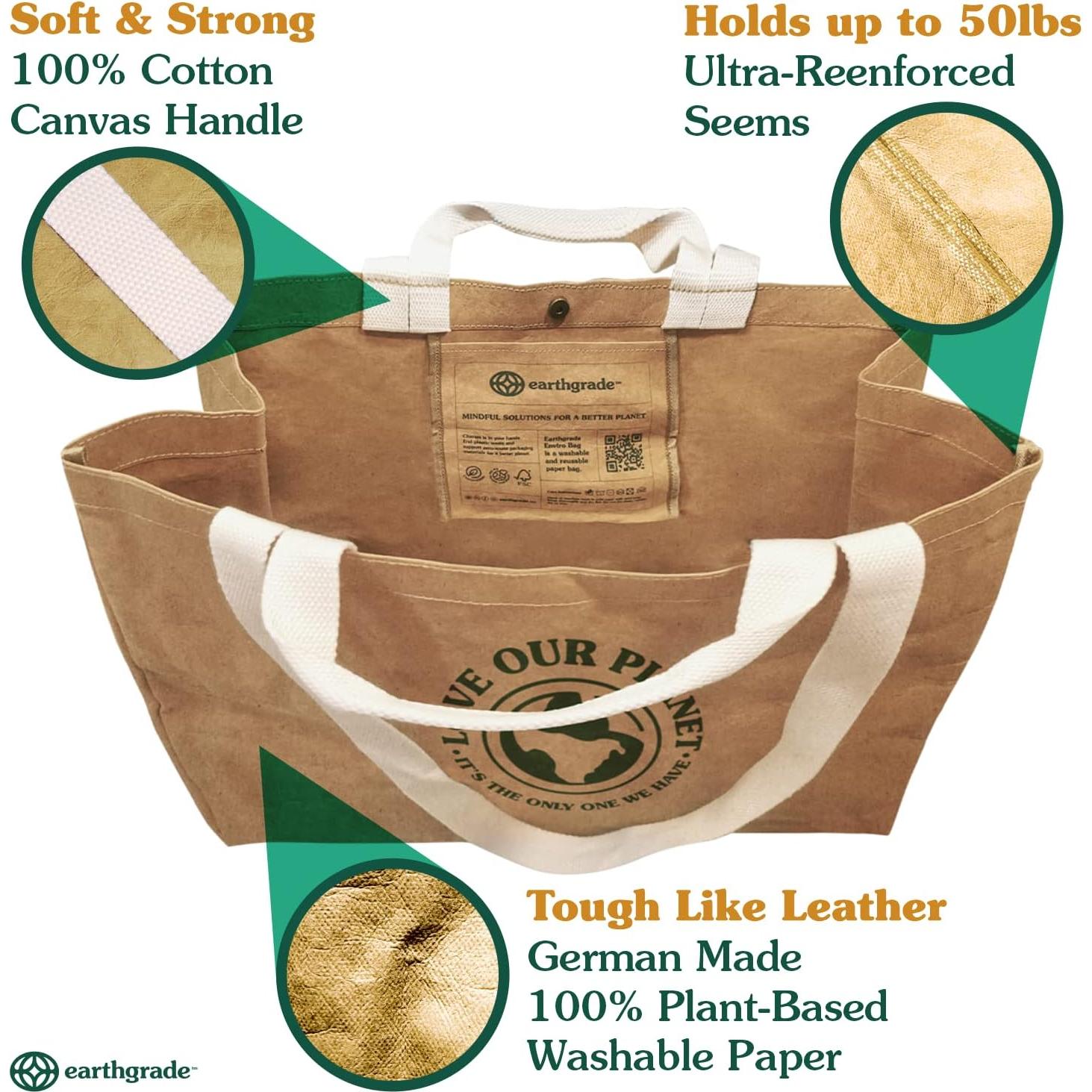 Bolsa de Compras Reutilizable Grande de Papel Sostenible