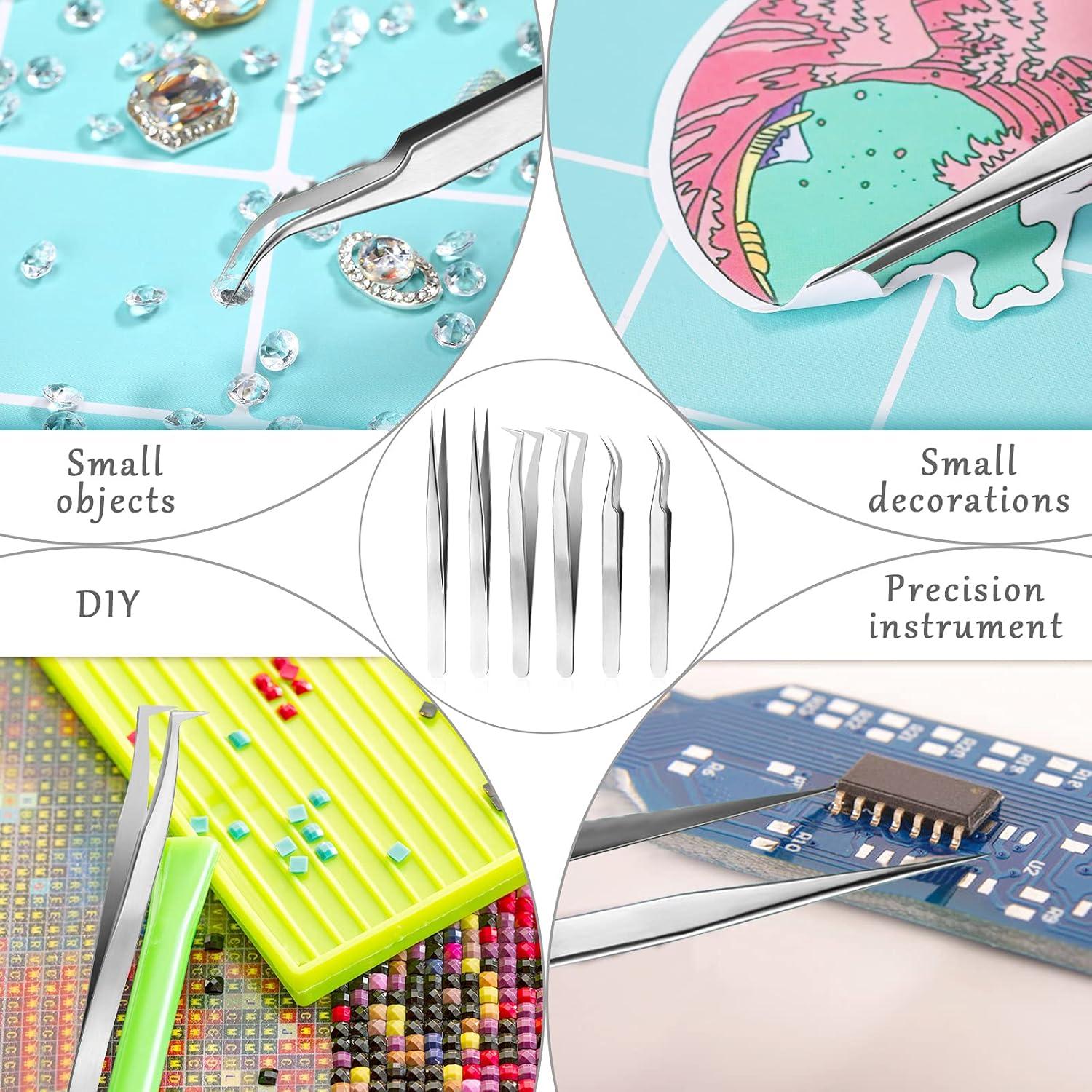 6 Pinzas para Extensiones de Pestañas Mudder - Acero Inoxidable