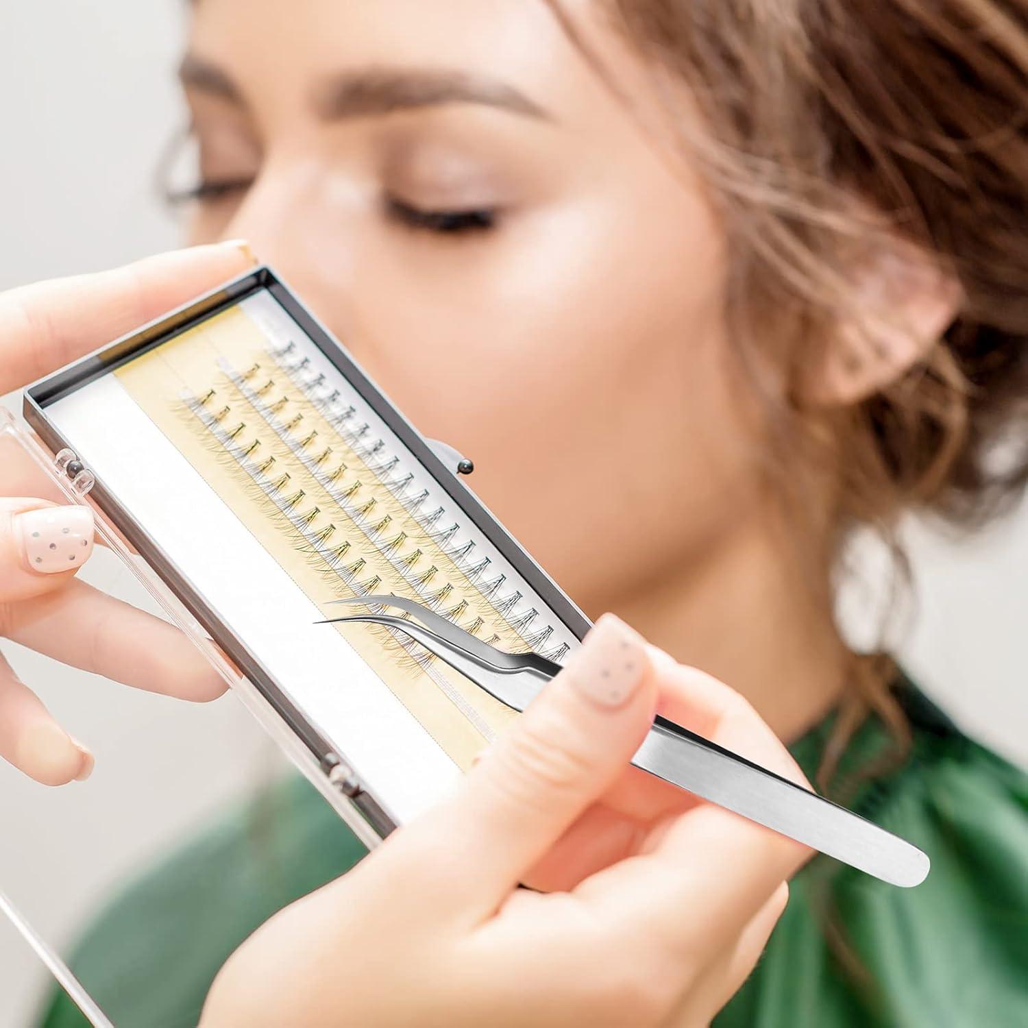 6 Pinzas para Extensiones de Pestañas Mudder - Acero Inoxidable