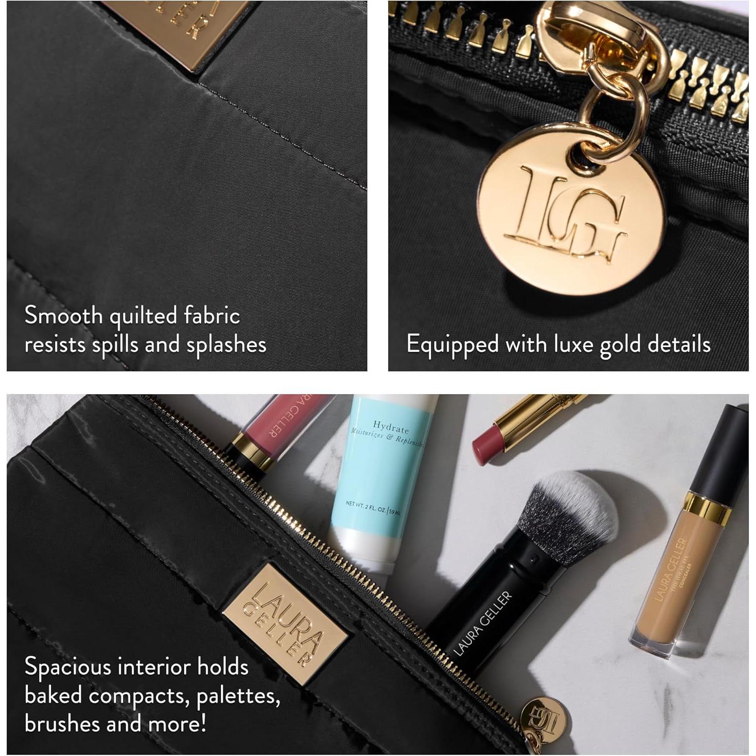 Bolsa de Maquillaje Quilted Laura Geller Nueva - Negra - 29.2x20.3cm