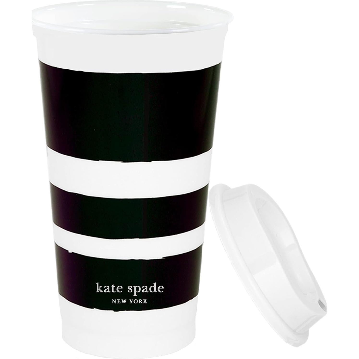 Juego de 4 Vasos Reutilizables Kate Spade 16oz Negro/Blanco