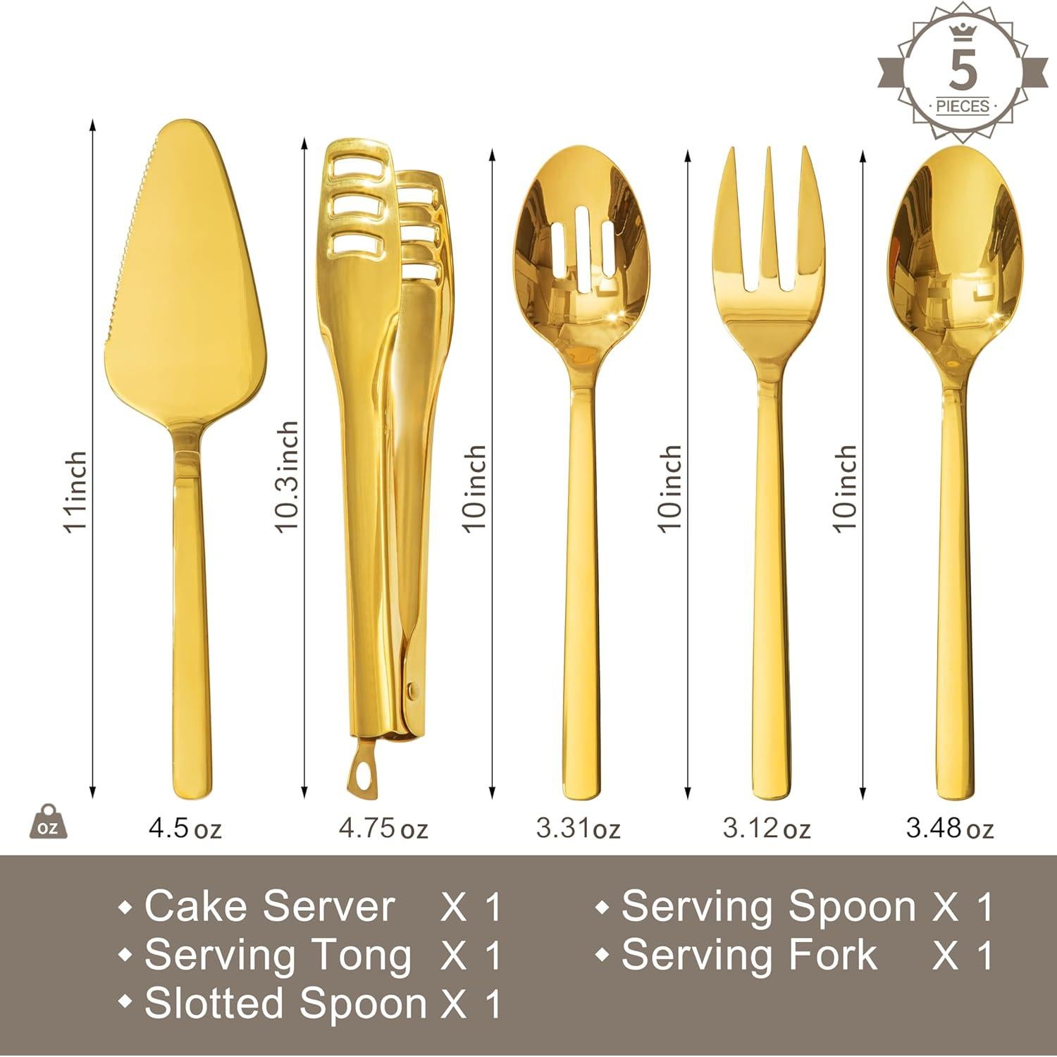 Set de Utensilios de Servicio KINGSTONE 5 Piezas Acero Inoxidable Dorado
