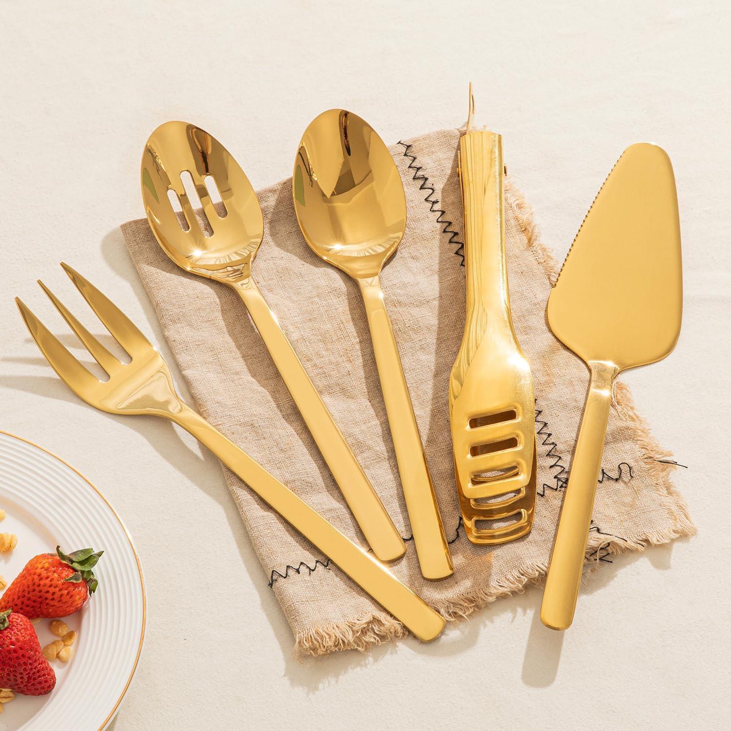 Set de Utensilios de Servicio KINGSTONE 5 Piezas Acero Inoxidable Dorado