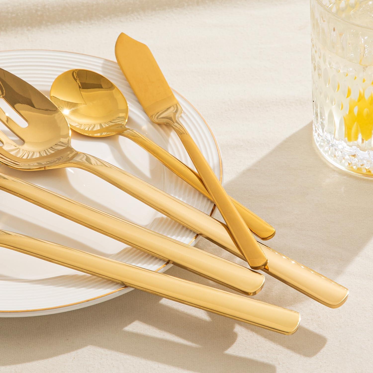 Set de Utensilios de Servicio KINGSTONE 5 Piezas Acero Inoxidable Dorado