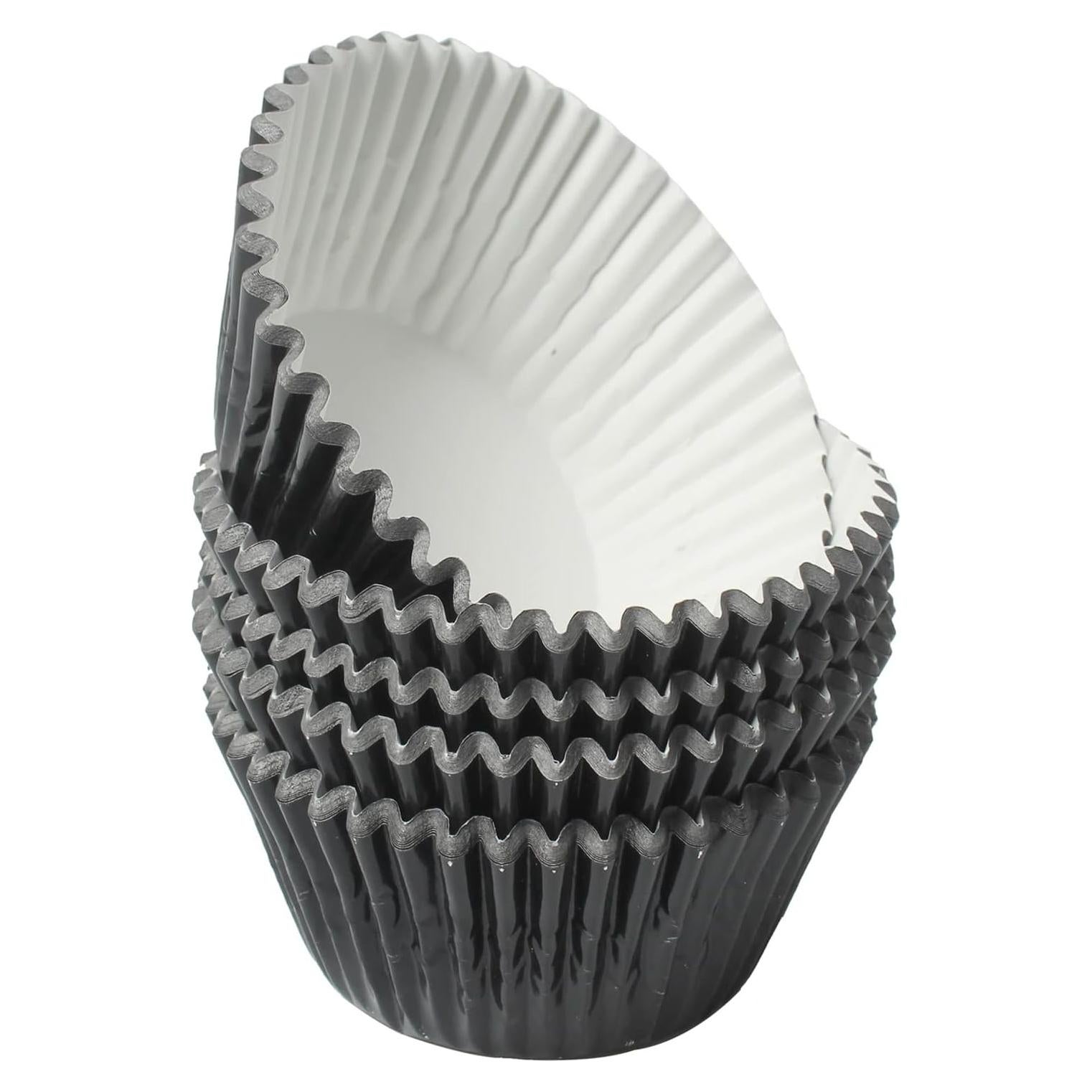 Forros para Cupcakes Negros MEETINGU 100 Pcs Aluminio 7 cm