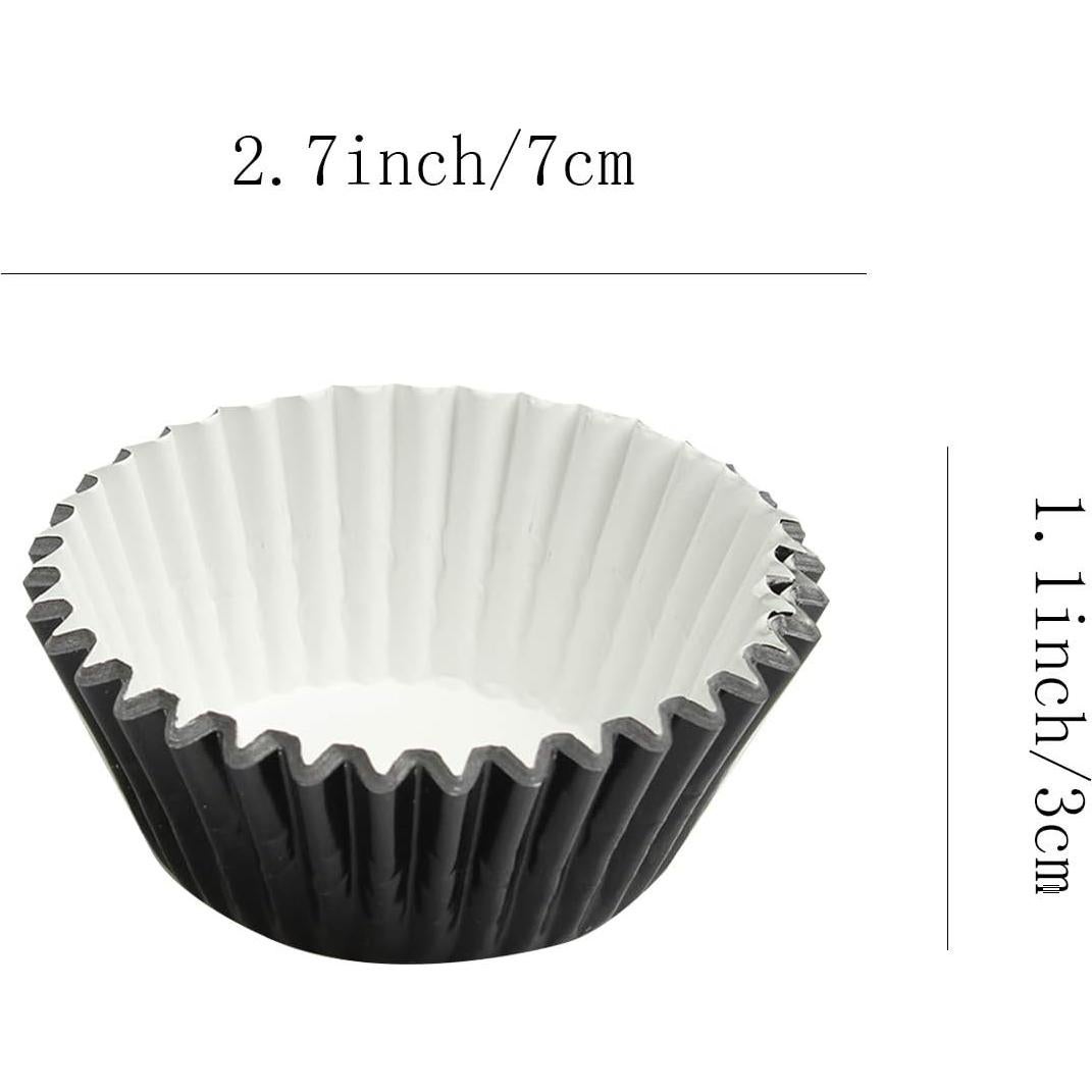 Forros para Cupcakes Negros MEETINGU 100 Pcs Aluminio 7 cm