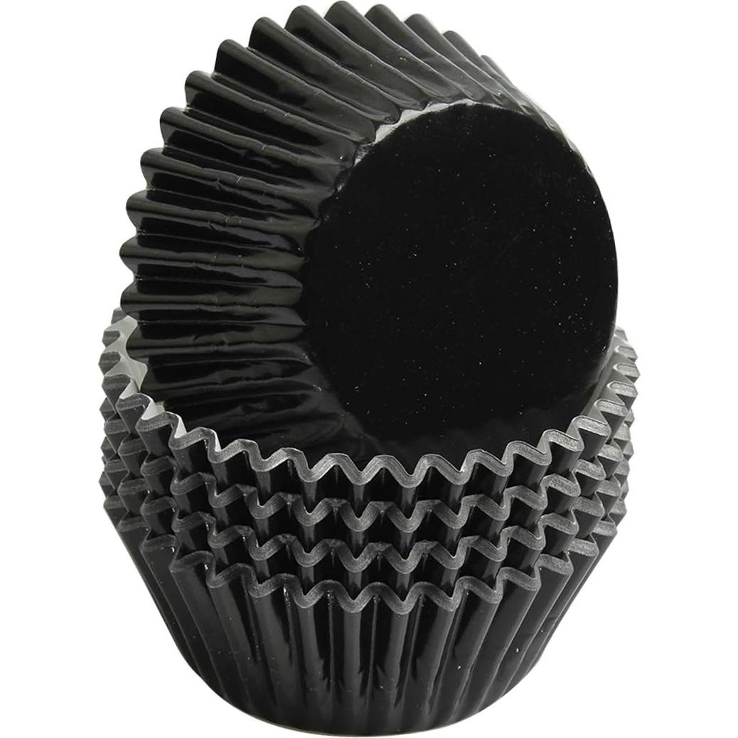 Forros para Cupcakes Negros MEETINGU 100 Pcs Aluminio 7 cm
