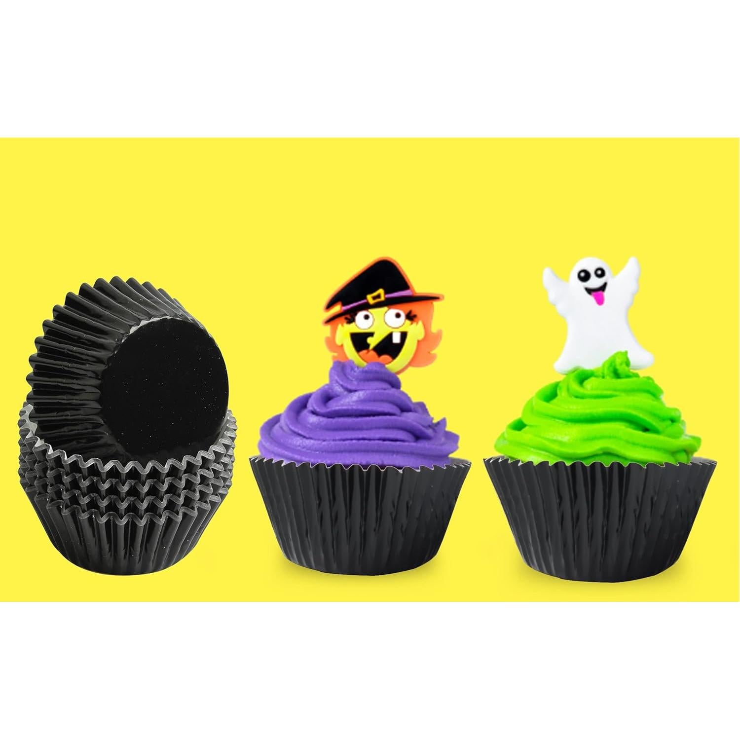 Forros para Cupcakes Negros MEETINGU 100 Pcs Aluminio 7 cm