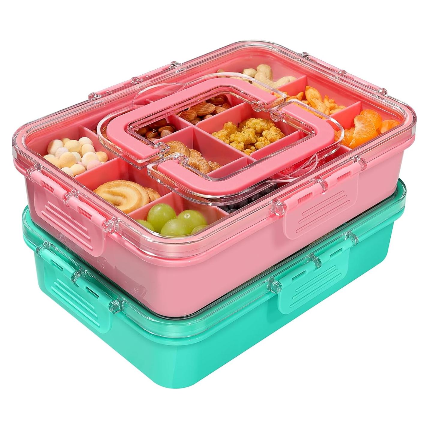 Contenedor de Snack Xyptorix 12 Compartimentos Rosa y Verde