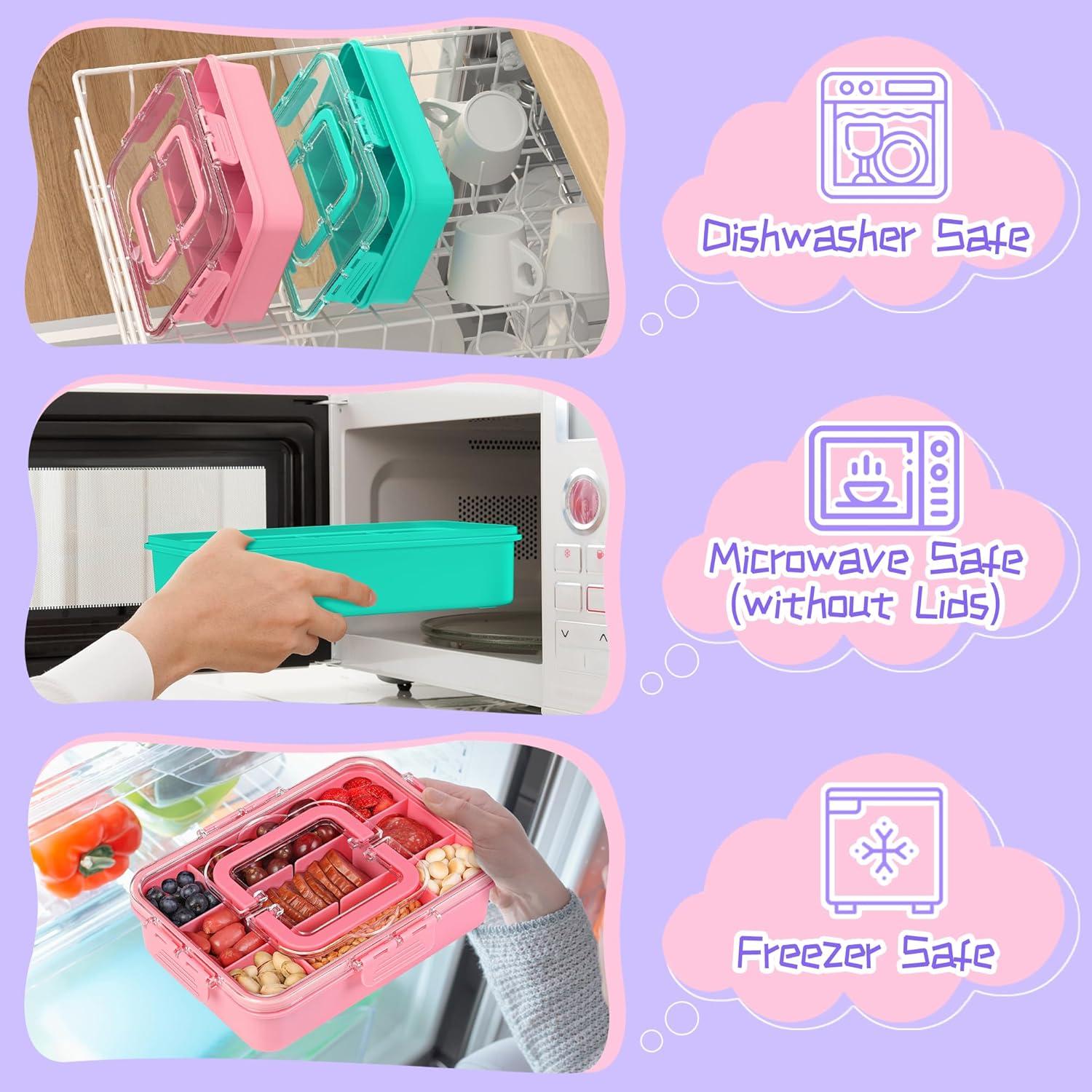 Contenedor de Snack Xyptorix 12 Compartimentos Rosa y Verde