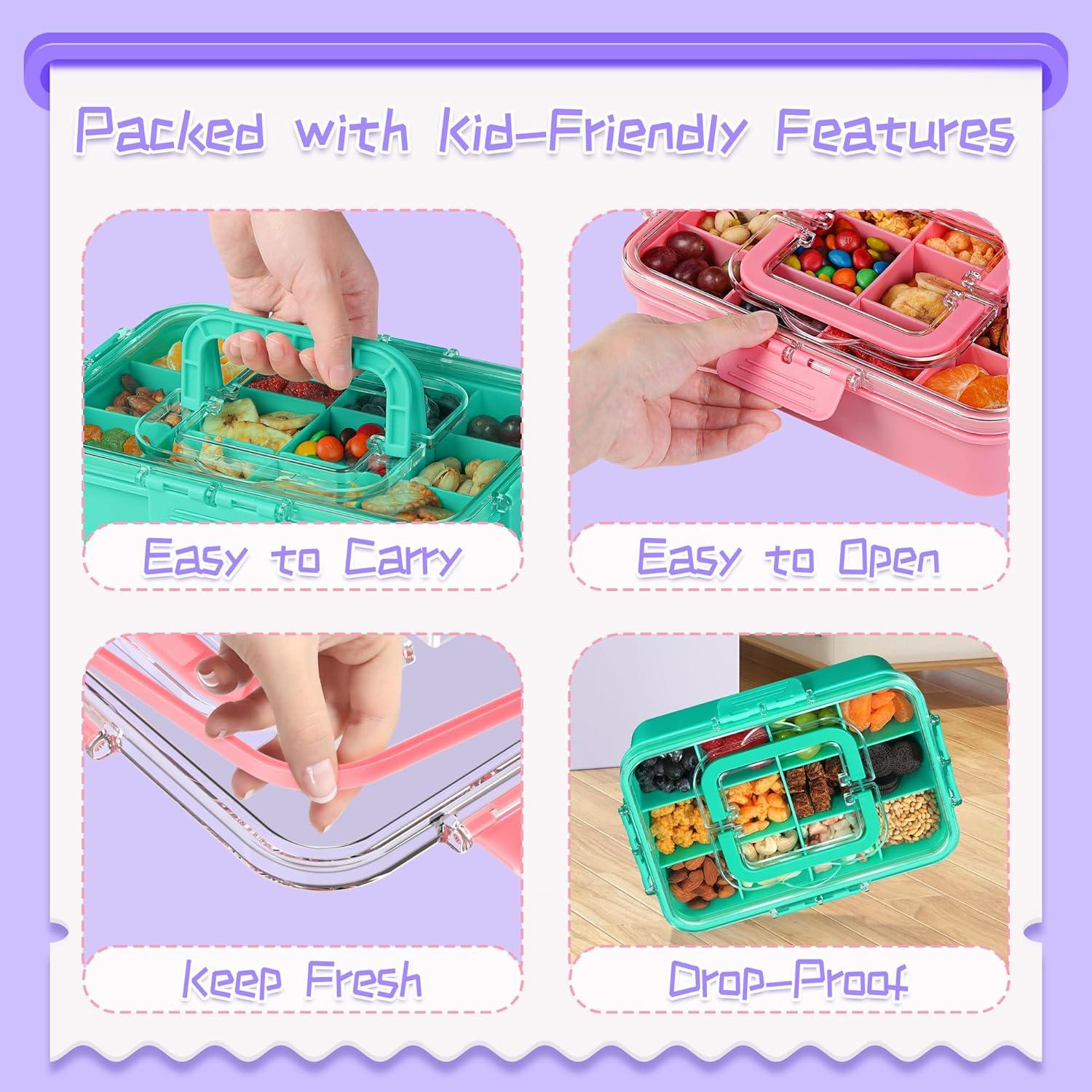 Contenedor de Snack Xyptorix 12 Compartimentos Rosa y Verde