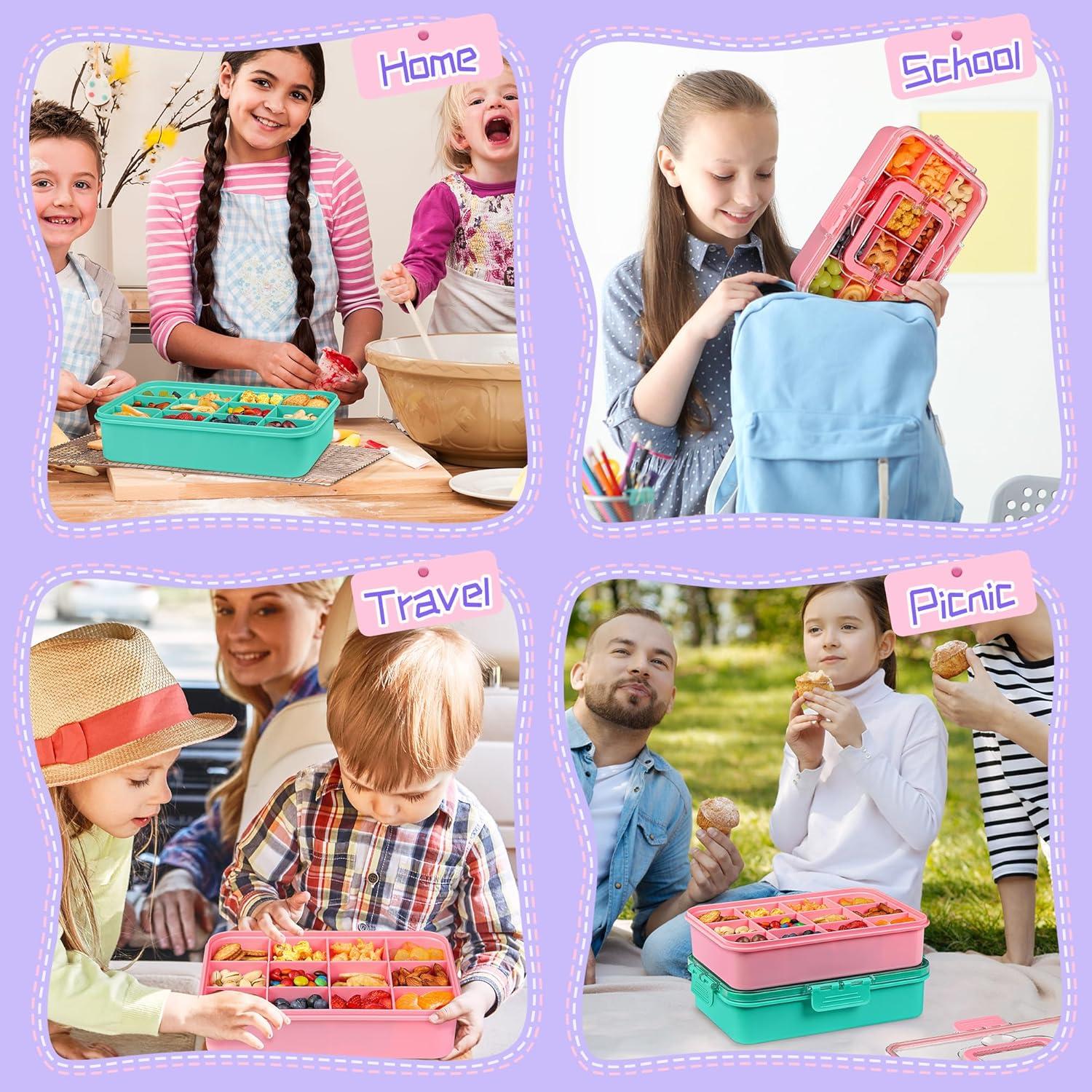 Contenedor de Snack Xyptorix 12 Compartimentos Rosa y Verde