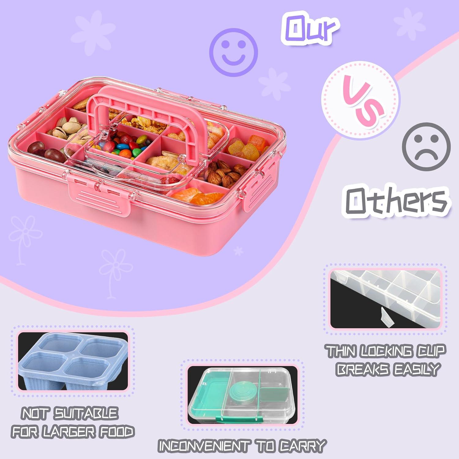 Contenedor de Snack Xyptorix 12 Compartimentos Rosa y Verde